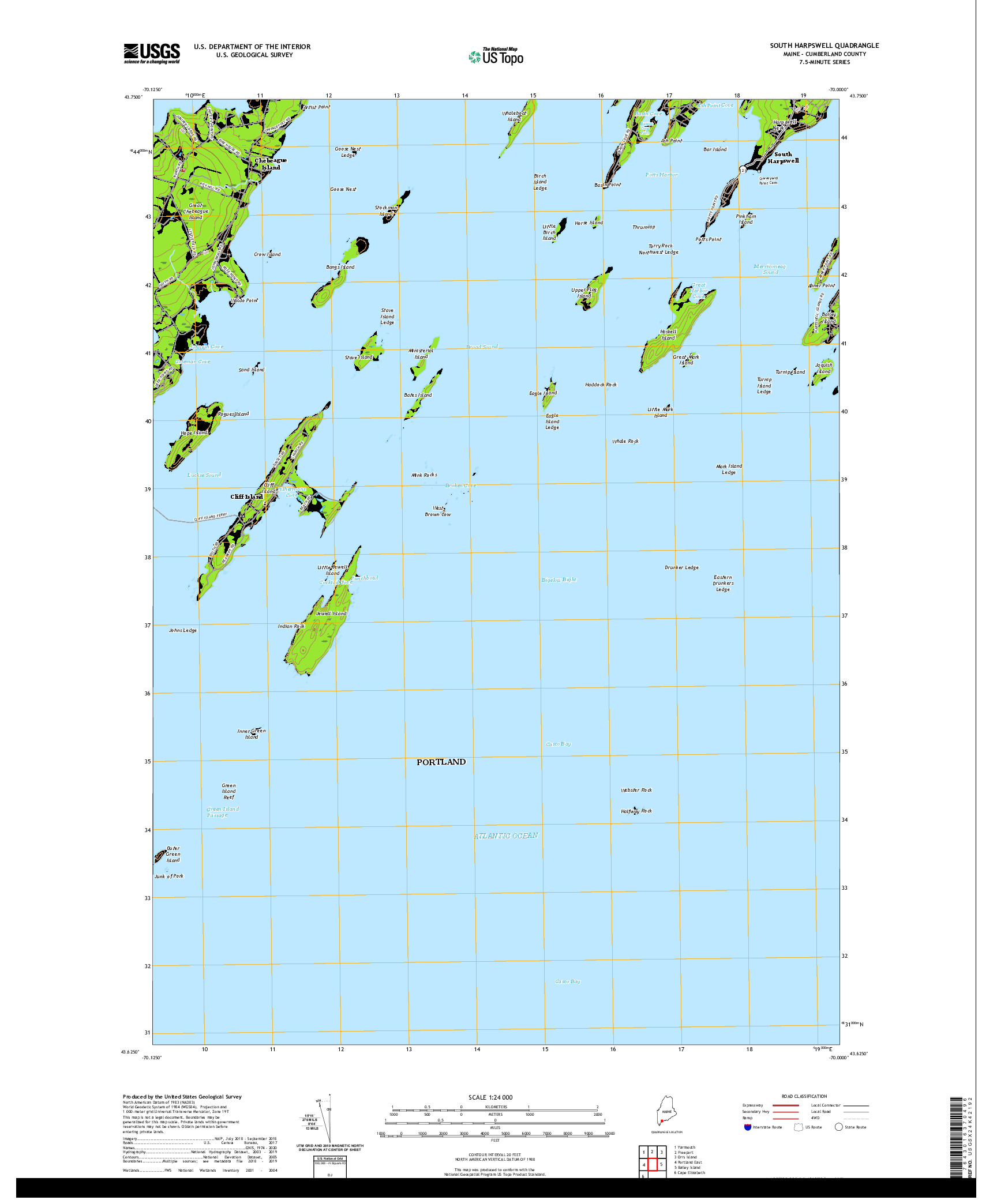 USGS US TOPO 7.5-MINUTE MAP FOR SOUTH HARPSWELL, ME 2021