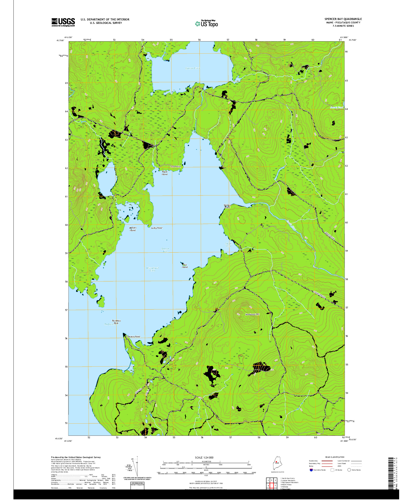 USGS US TOPO 7.5-MINUTE MAP FOR SPENCER BAY, ME 2021