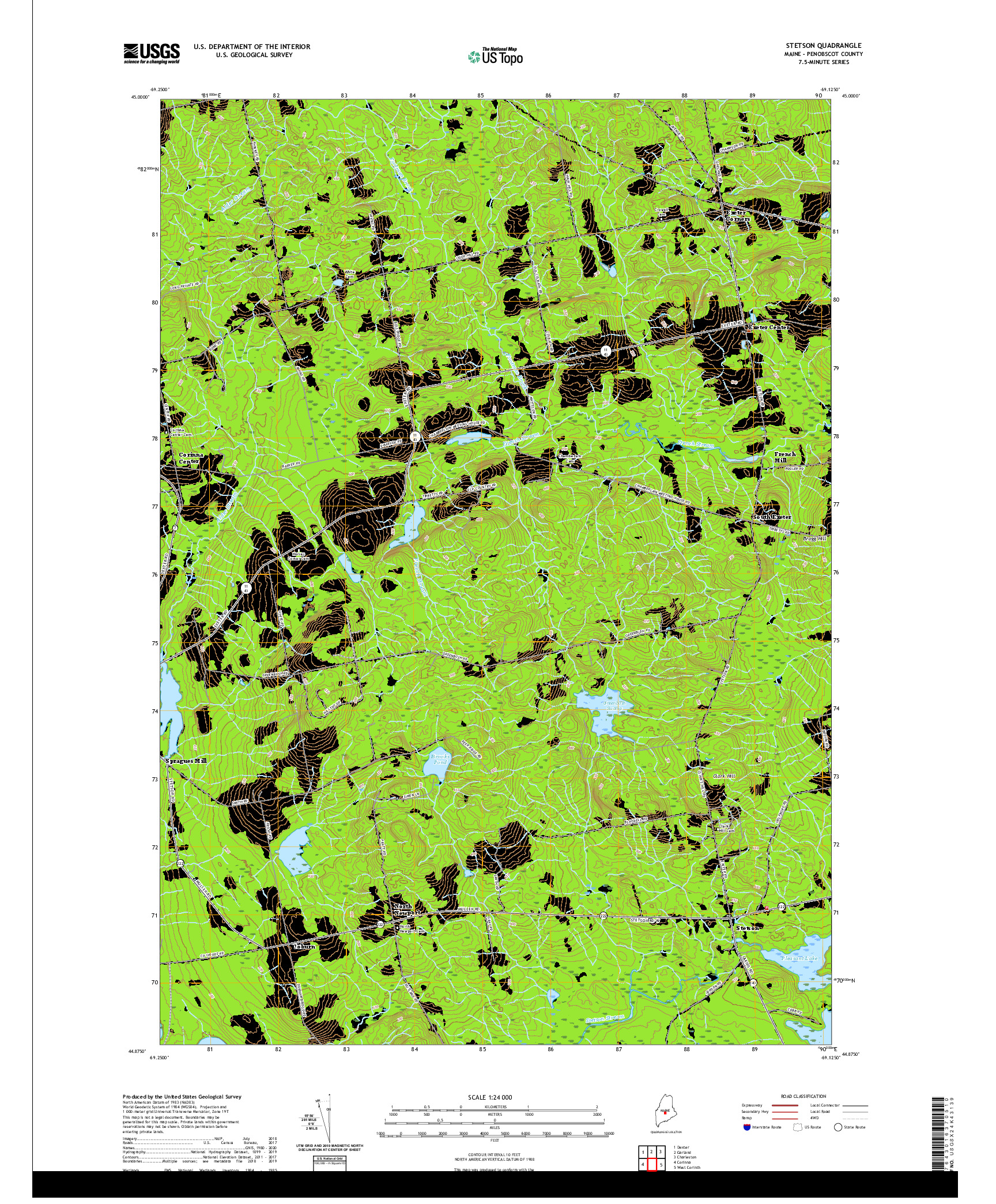 USGS US TOPO 7.5-MINUTE MAP FOR STETSON, ME 2021