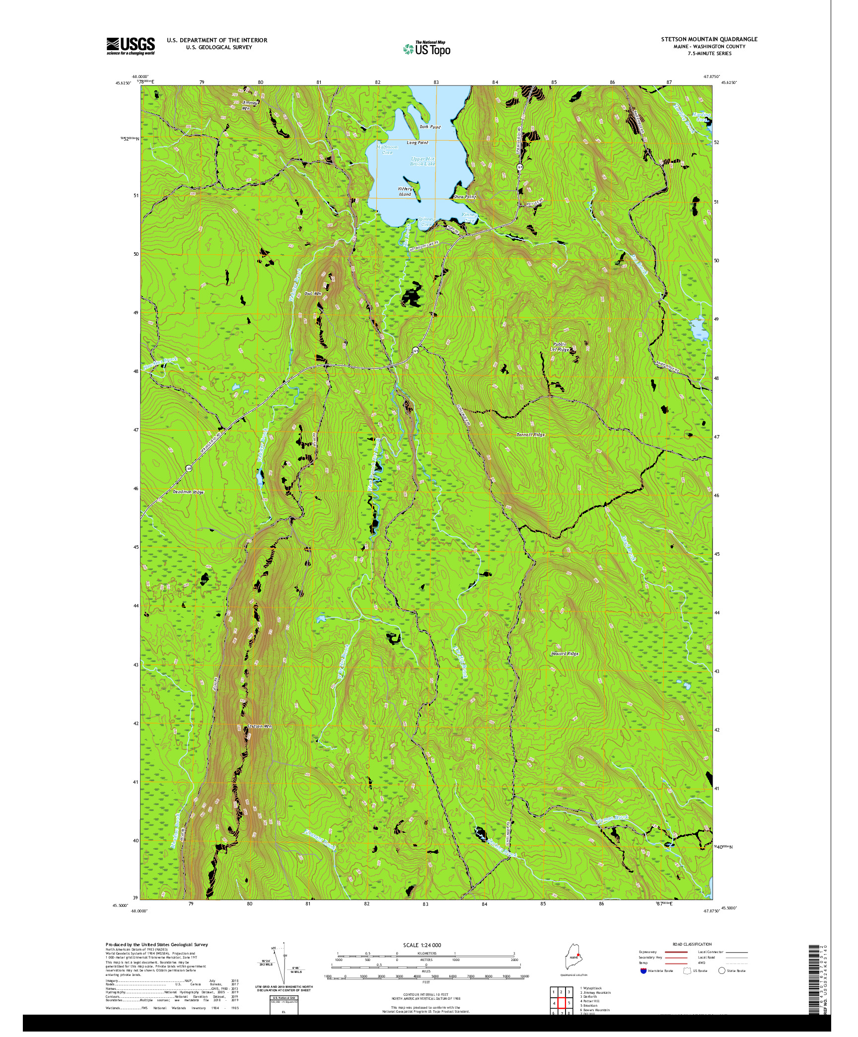 USGS US TOPO 7.5-MINUTE MAP FOR STETSON MOUNTAIN, ME 2021