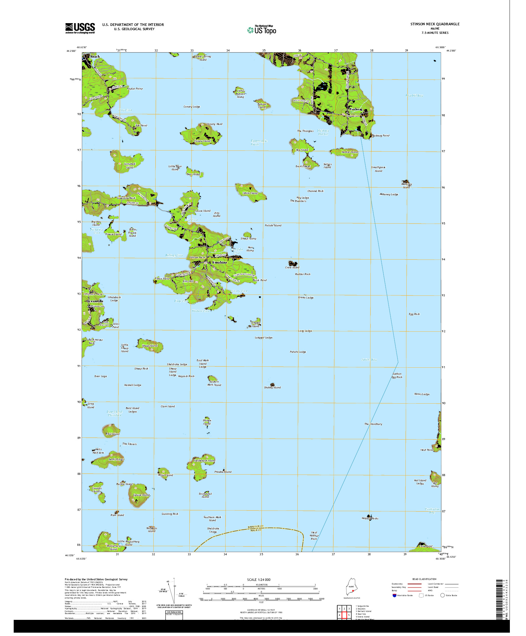 USGS US TOPO 7.5-MINUTE MAP FOR STINSON NECK, ME 2021