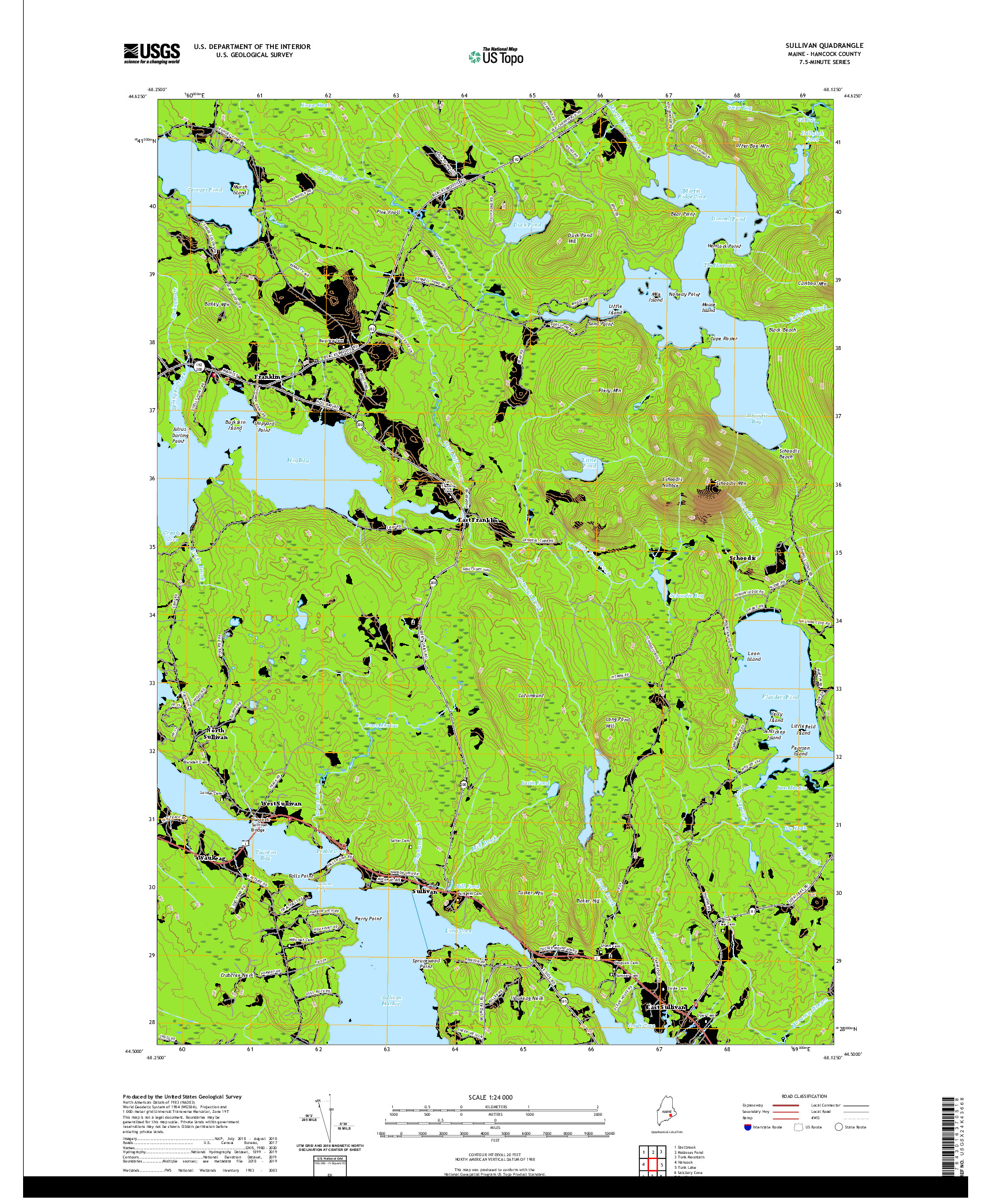 USGS US TOPO 7.5-MINUTE MAP FOR SULLIVAN, ME 2021
