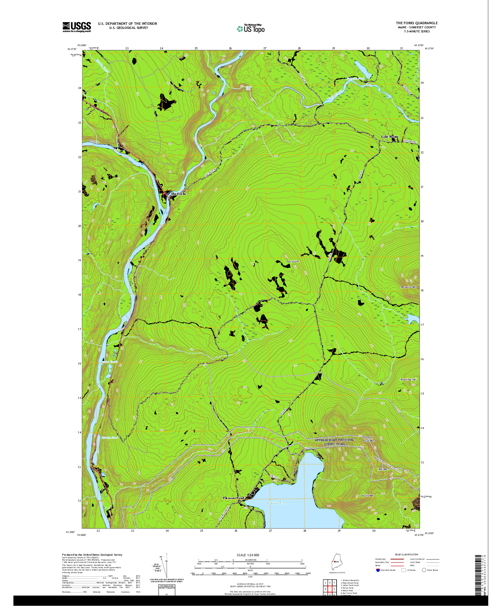 USGS US TOPO 7.5-MINUTE MAP FOR THE FORKS, ME 2021