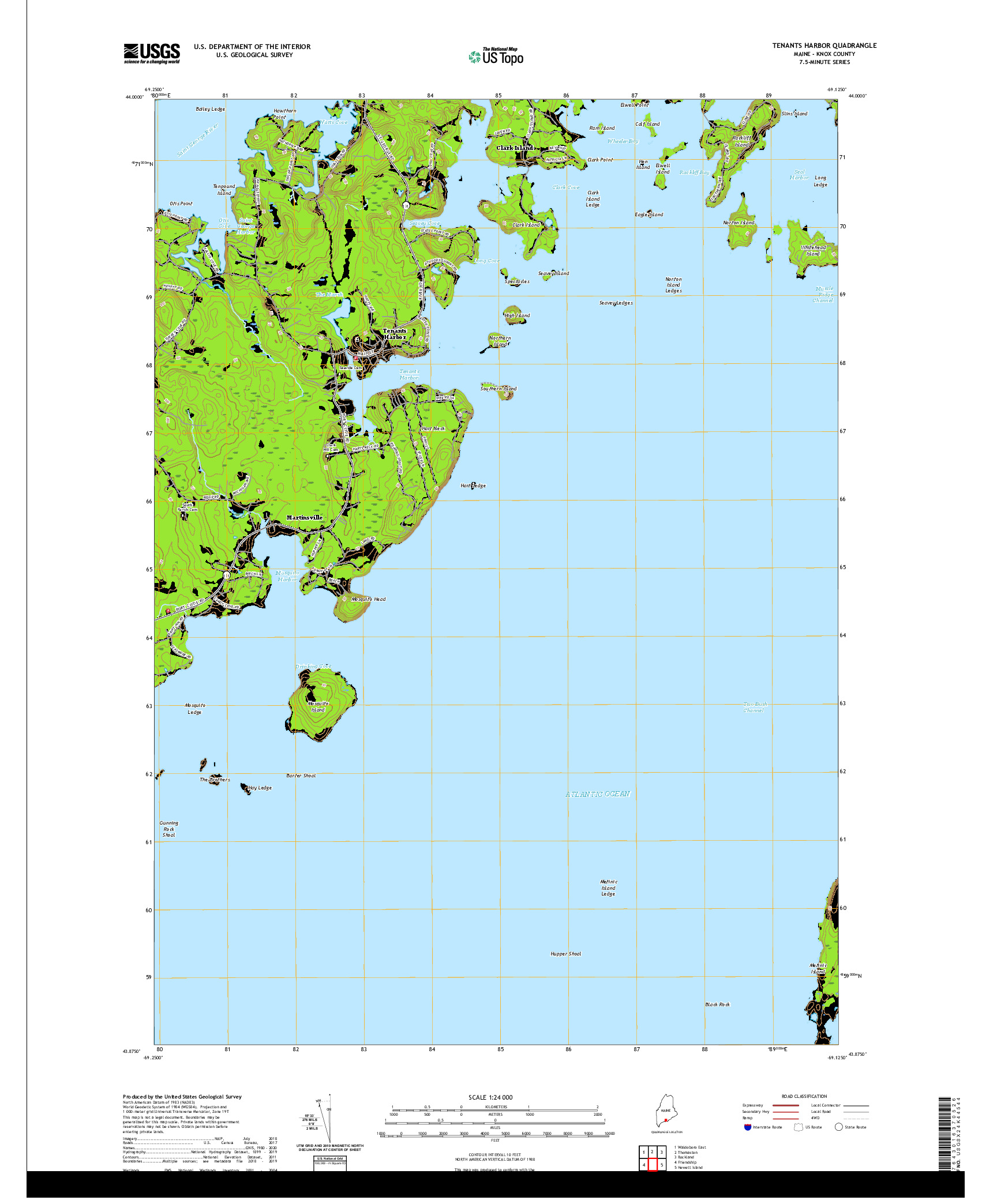 USGS US TOPO 7.5-MINUTE MAP FOR TENANTS HARBOR, ME 2021