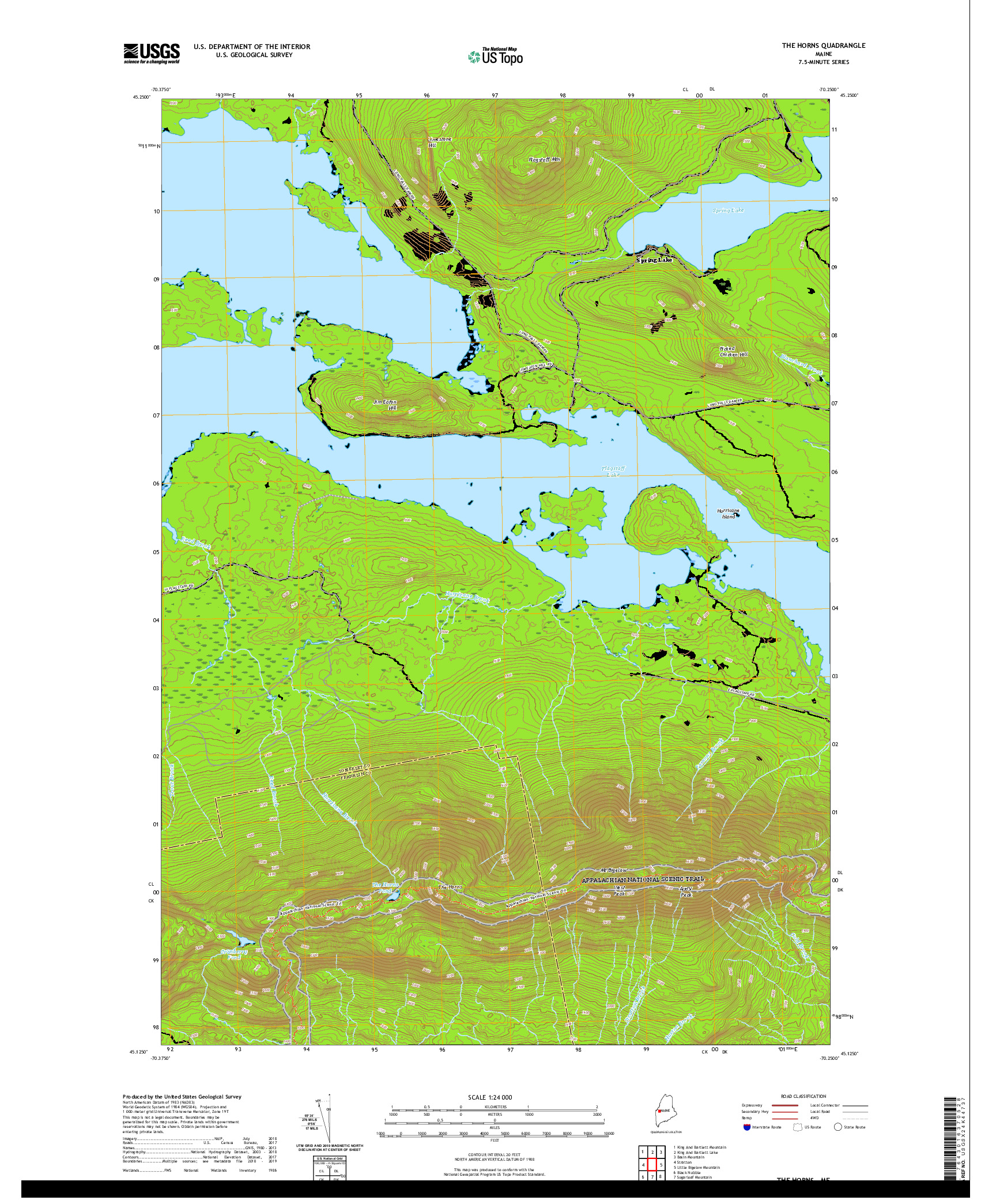 USGS US TOPO 7.5-MINUTE MAP FOR THE HORNS, ME 2021