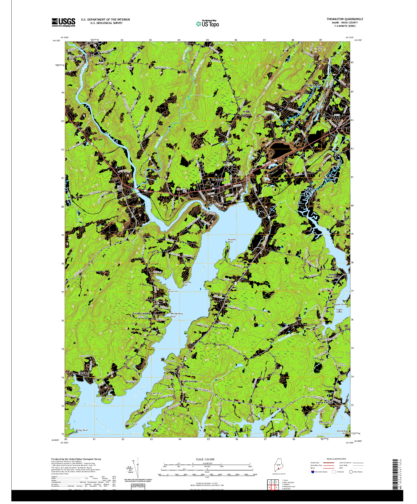 USGS US TOPO 7.5-MINUTE MAP FOR THOMASTON, ME 2021