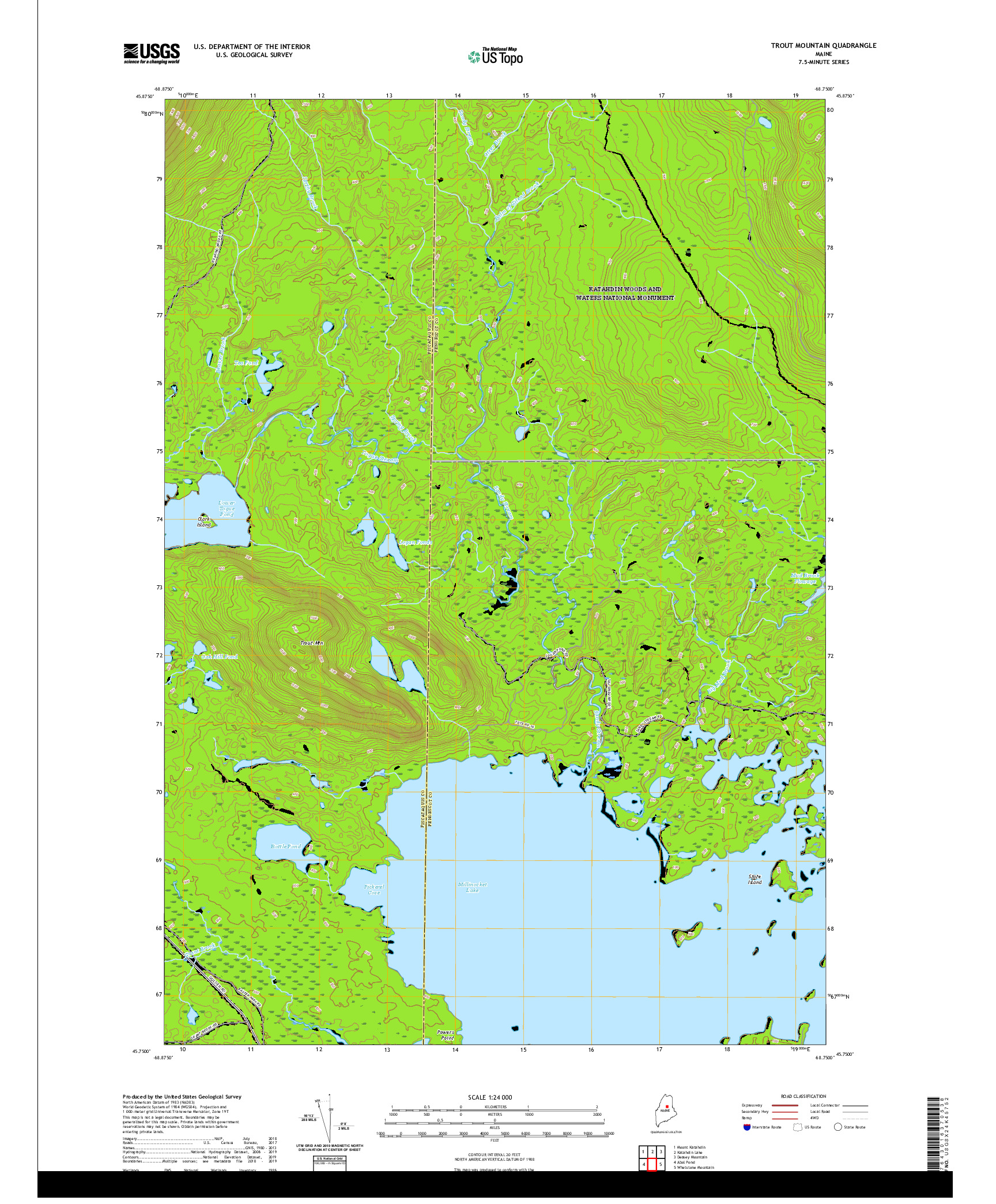 USGS US TOPO 7.5-MINUTE MAP FOR TROUT MOUNTAIN, ME 2021
