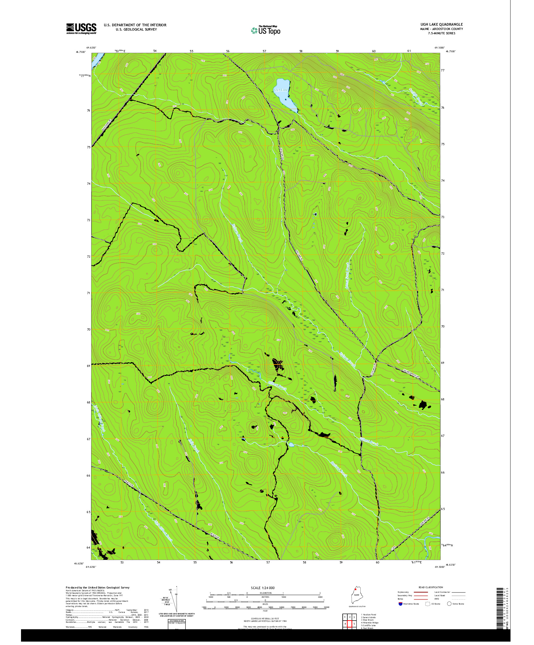 USGS US TOPO 7.5-MINUTE MAP FOR UGH LAKE, ME 2021