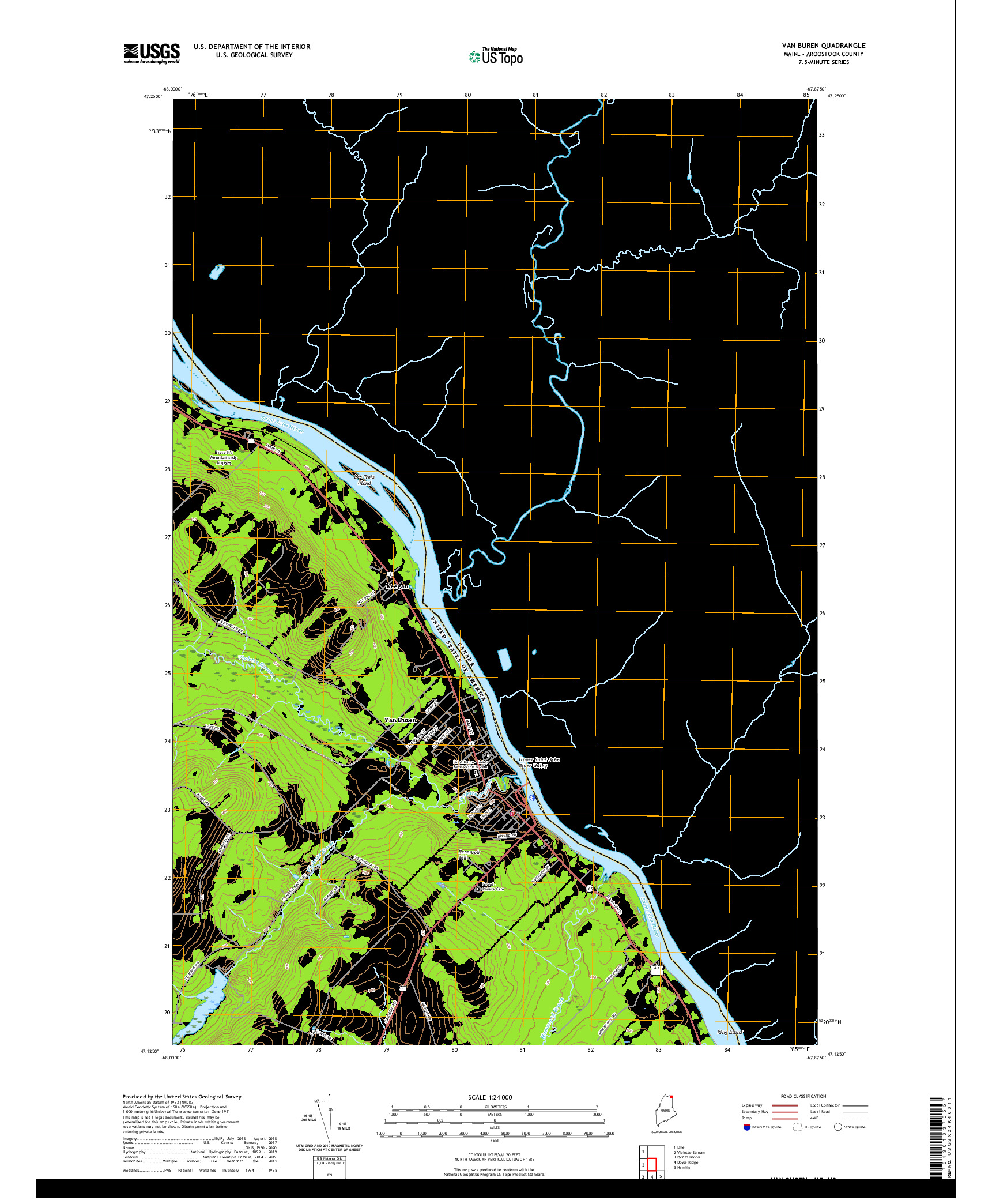 USGS US TOPO 7.5-MINUTE MAP FOR VAN BUREN, ME,NB 2021