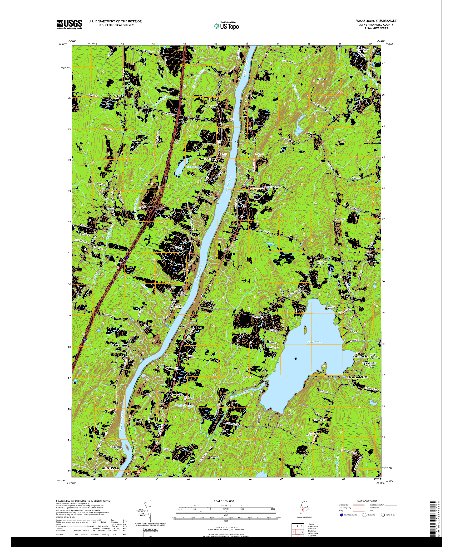 USGS US TOPO 7.5-MINUTE MAP FOR VASSALBORO, ME 2021