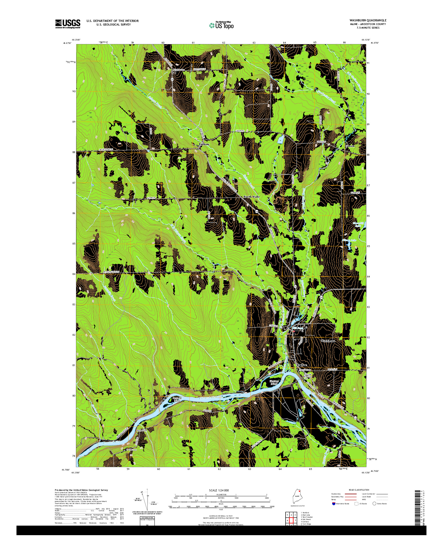 USGS US TOPO 7.5-MINUTE MAP FOR WASHBURN, ME 2021