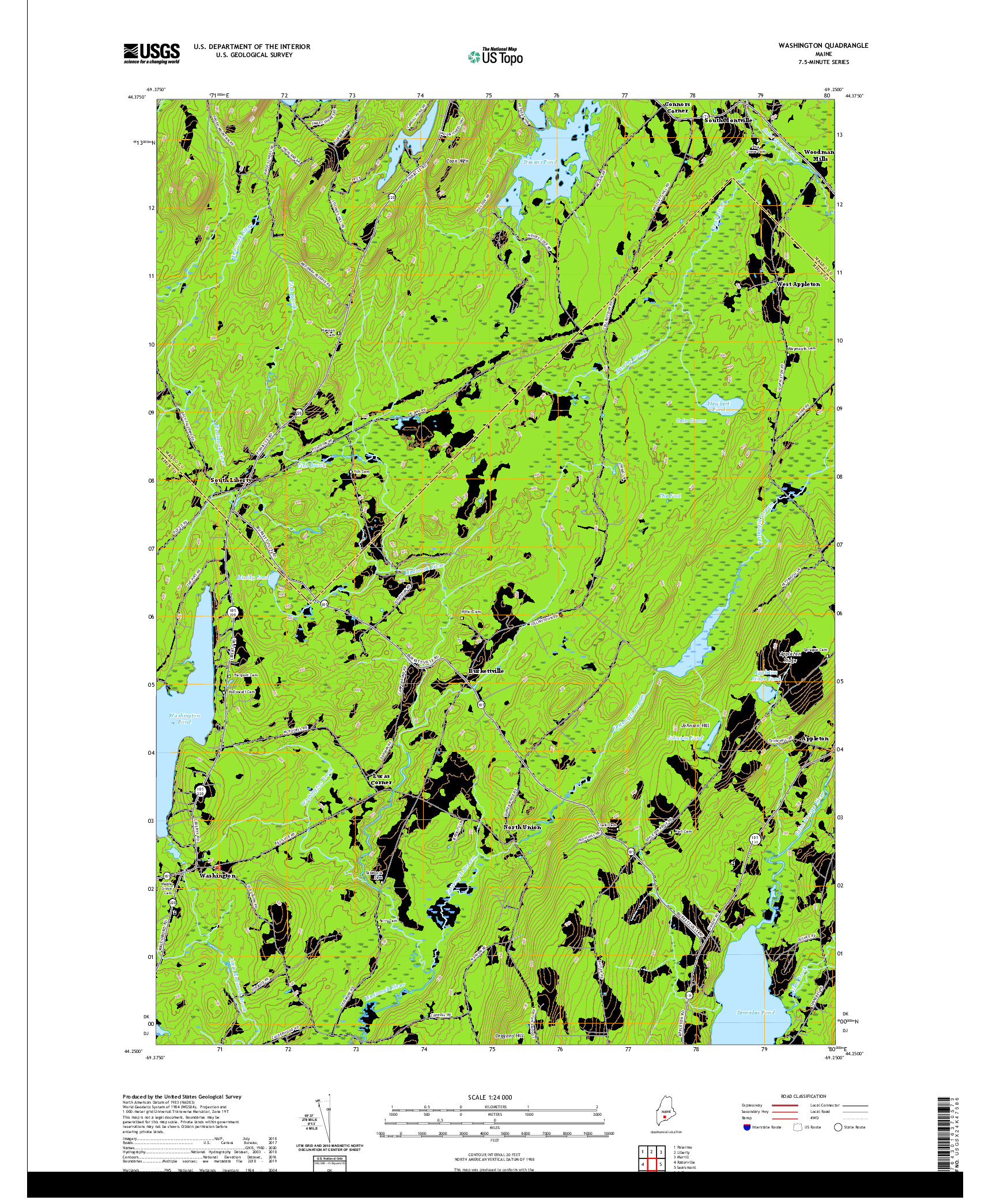 USGS US TOPO 7.5-MINUTE MAP FOR WASHINGTON, ME 2021