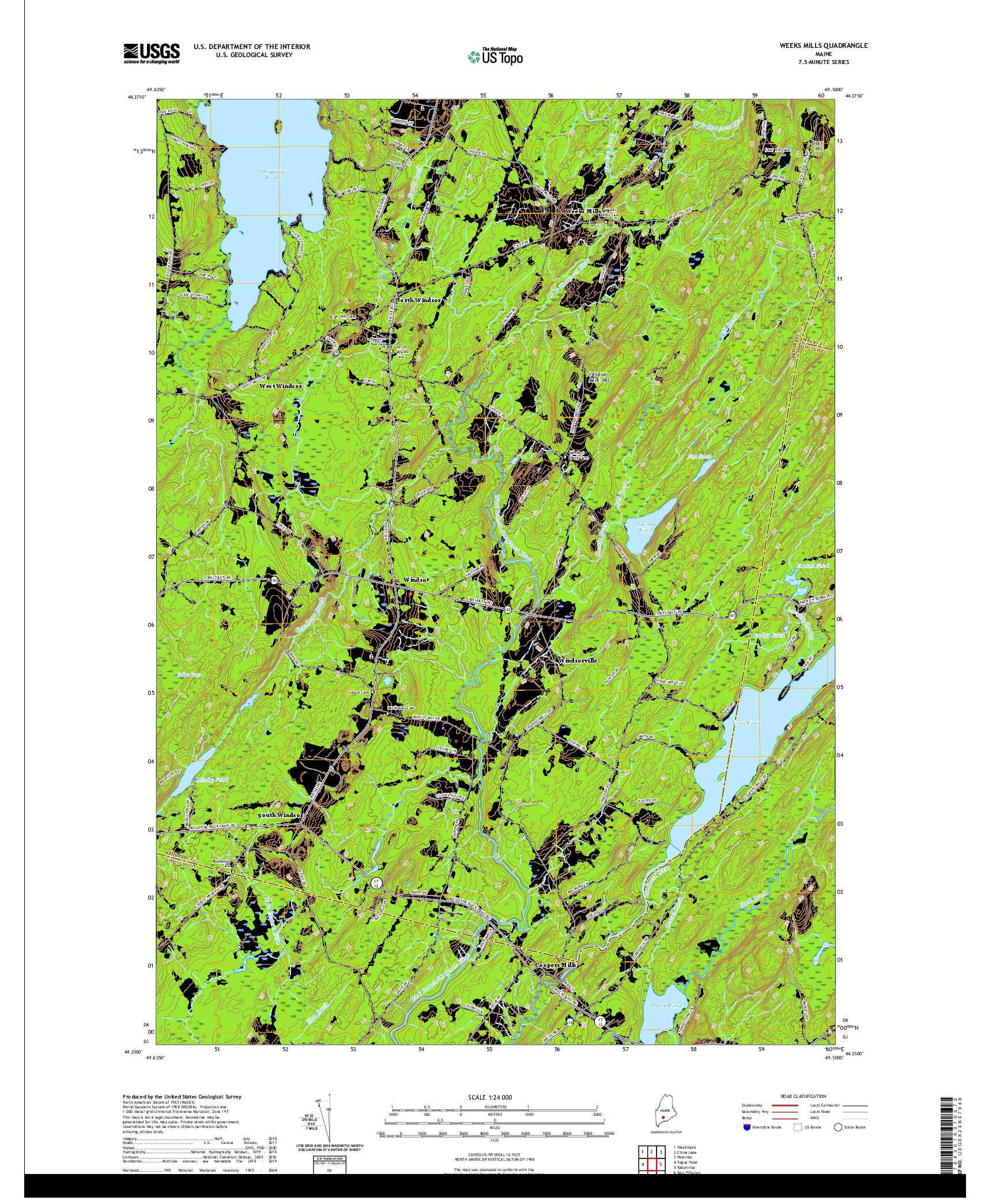 USGS US TOPO 7.5-MINUTE MAP FOR WEEKS MILLS, ME 2021