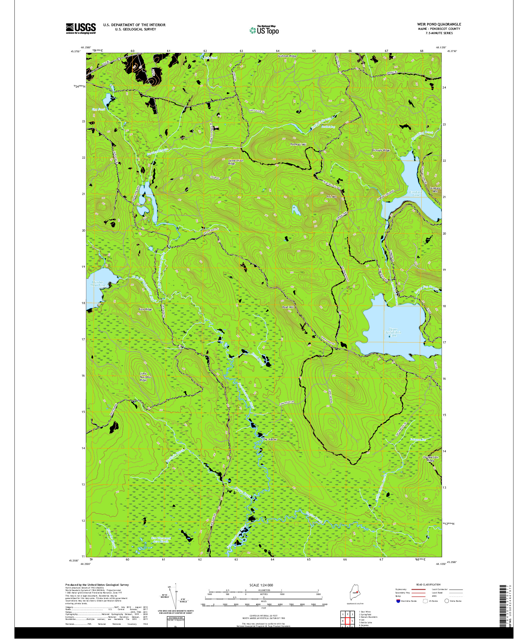 USGS US TOPO 7.5-MINUTE MAP FOR WEIR POND, ME 2021
