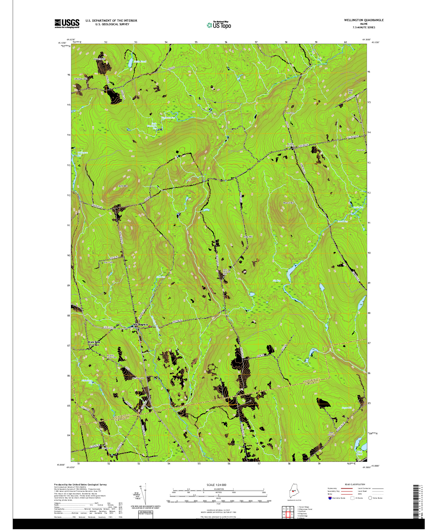 USGS US TOPO 7.5-MINUTE MAP FOR WELLINGTON, ME 2021