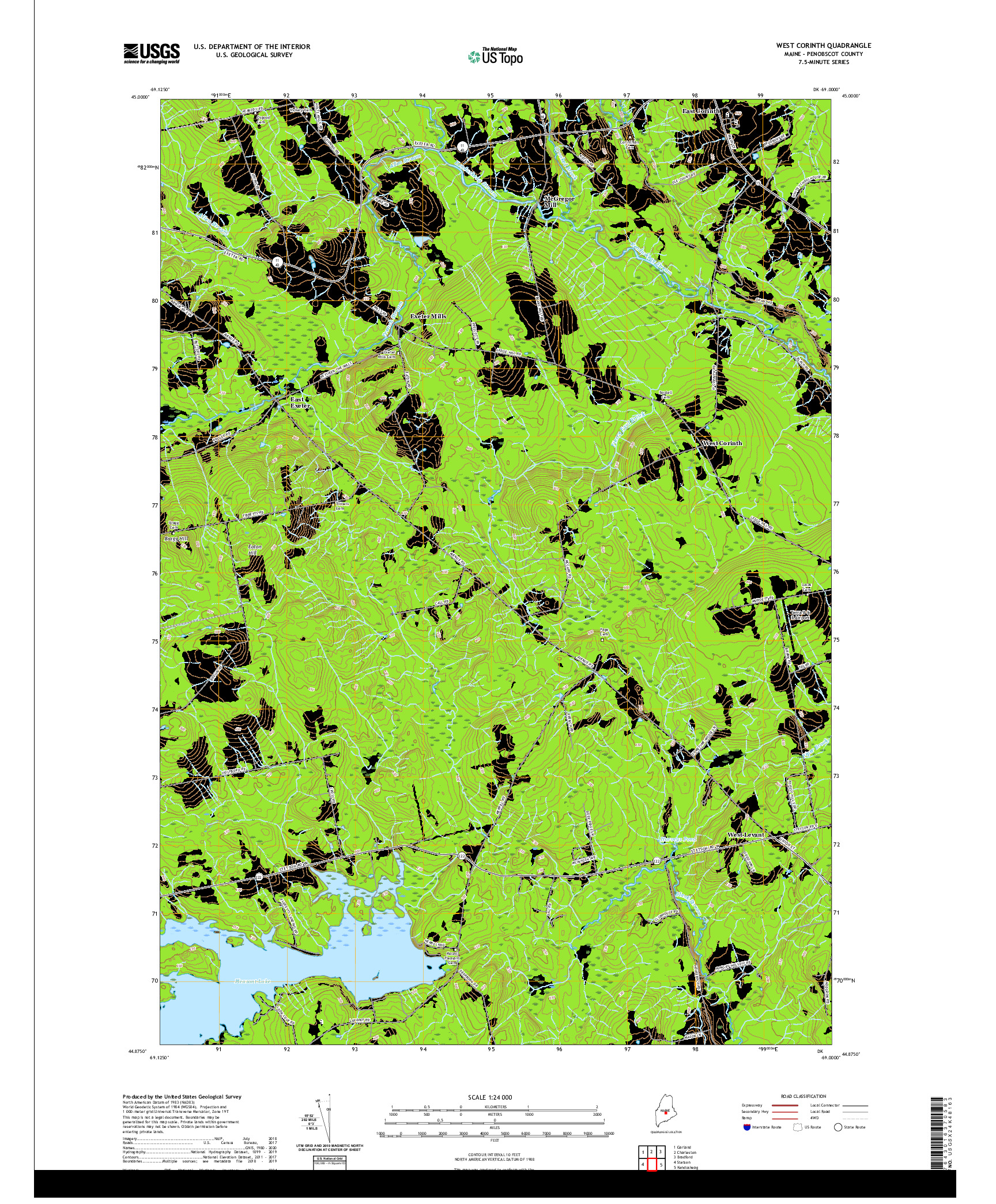 USGS US TOPO 7.5-MINUTE MAP FOR WEST CORINTH, ME 2021