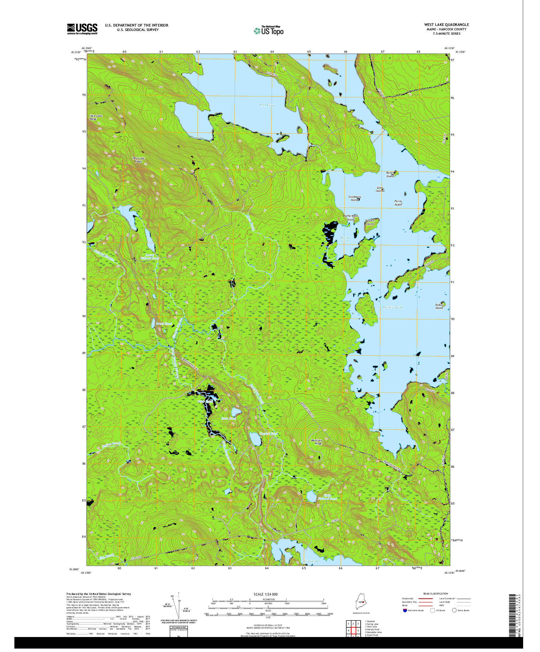 USGS US TOPO 7.5-MINUTE MAP FOR WEST LAKE, ME 2021