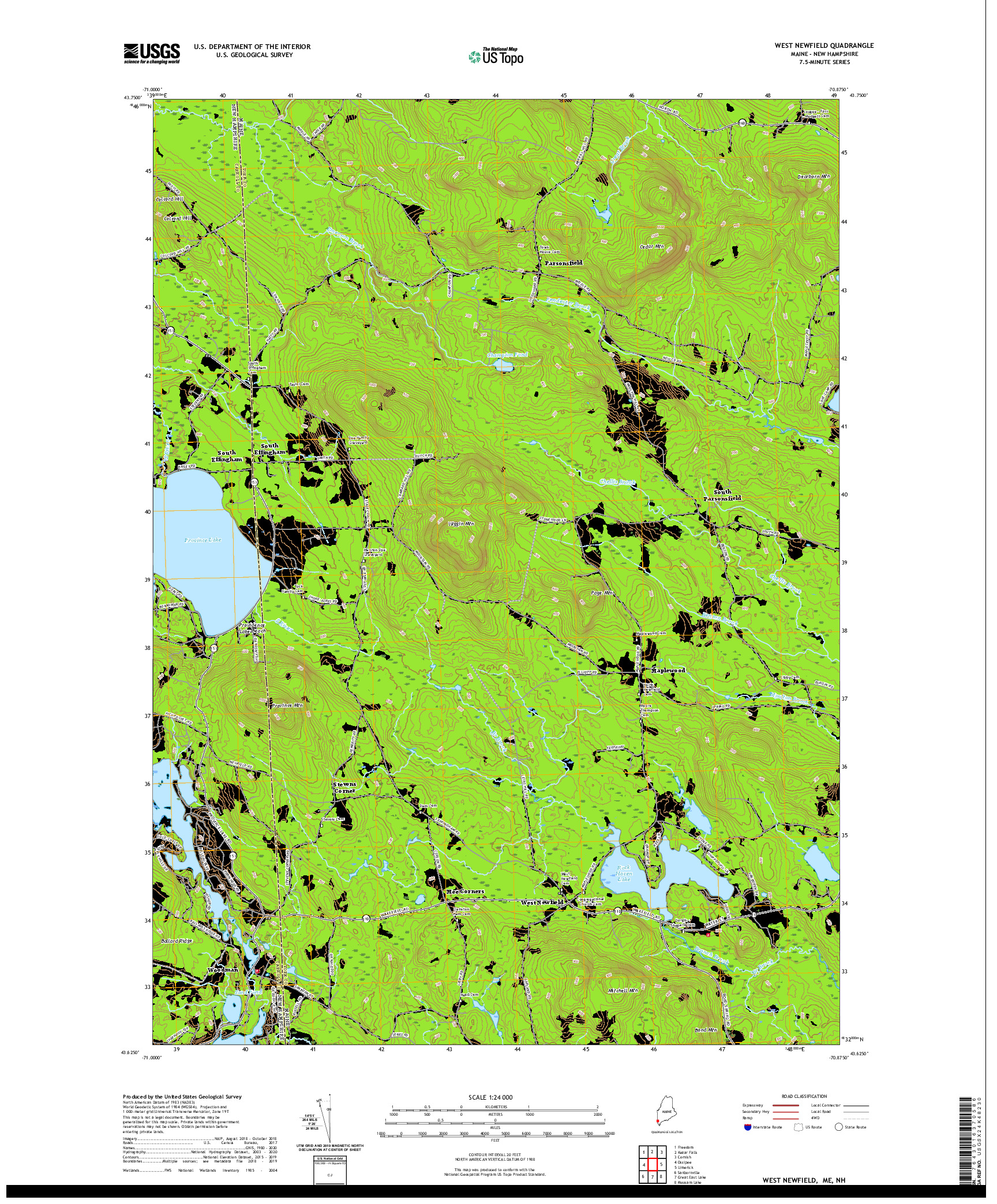 USGS US TOPO 7.5-MINUTE MAP FOR WEST NEWFIELD, ME,NH 2021