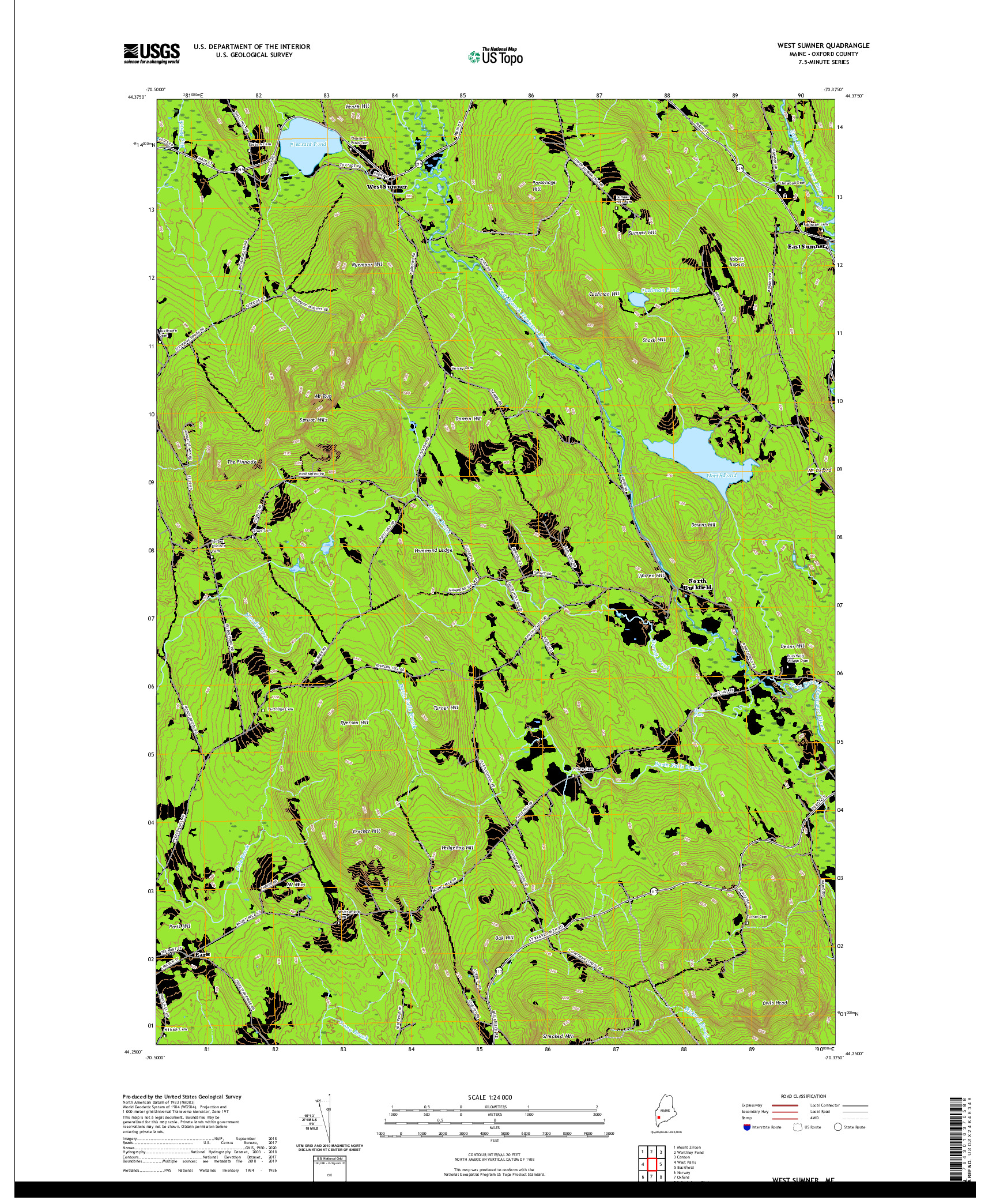 USGS US TOPO 7.5-MINUTE MAP FOR WEST SUMNER, ME 2021