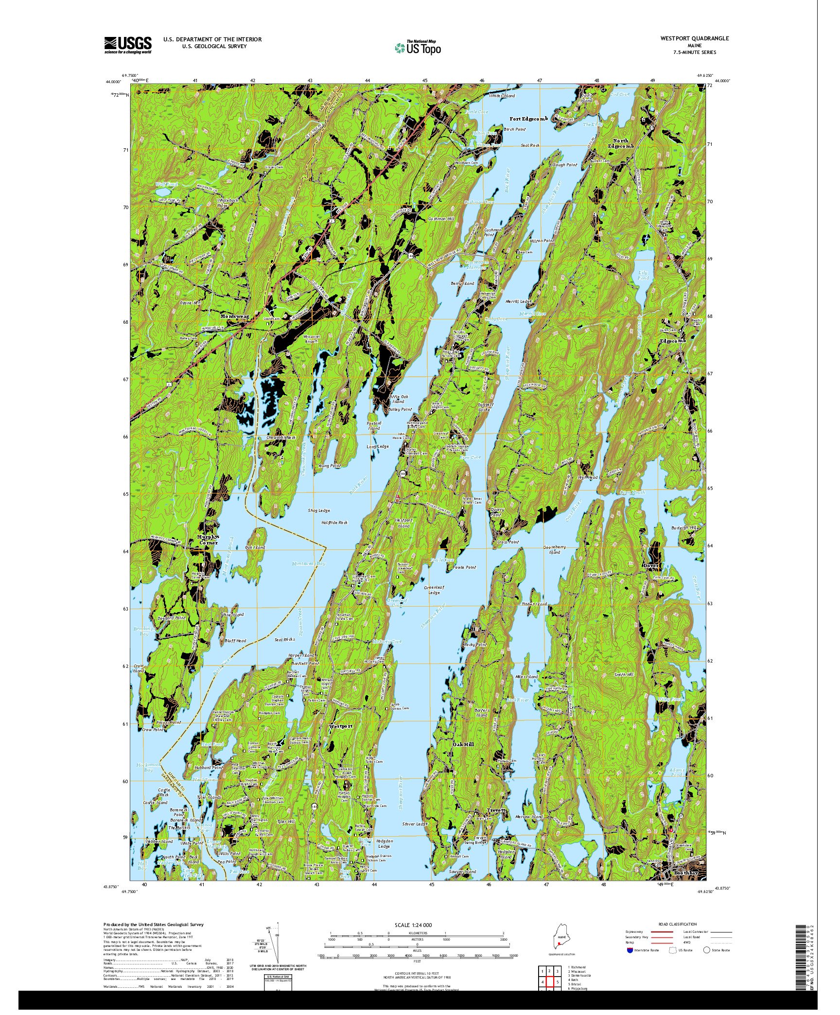 USGS US TOPO 7.5-MINUTE MAP FOR WESTPORT, ME 2021