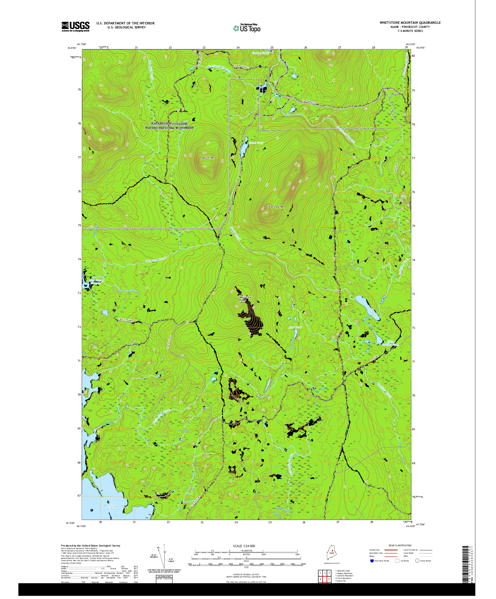 USGS US TOPO 7.5-MINUTE MAP FOR WHETSTONE MOUNTAIN, ME 2021