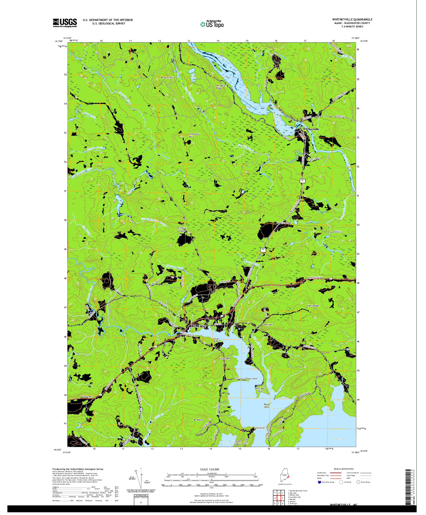 USGS US TOPO 7.5-MINUTE MAP FOR WHITNEYVILLE, ME 2021