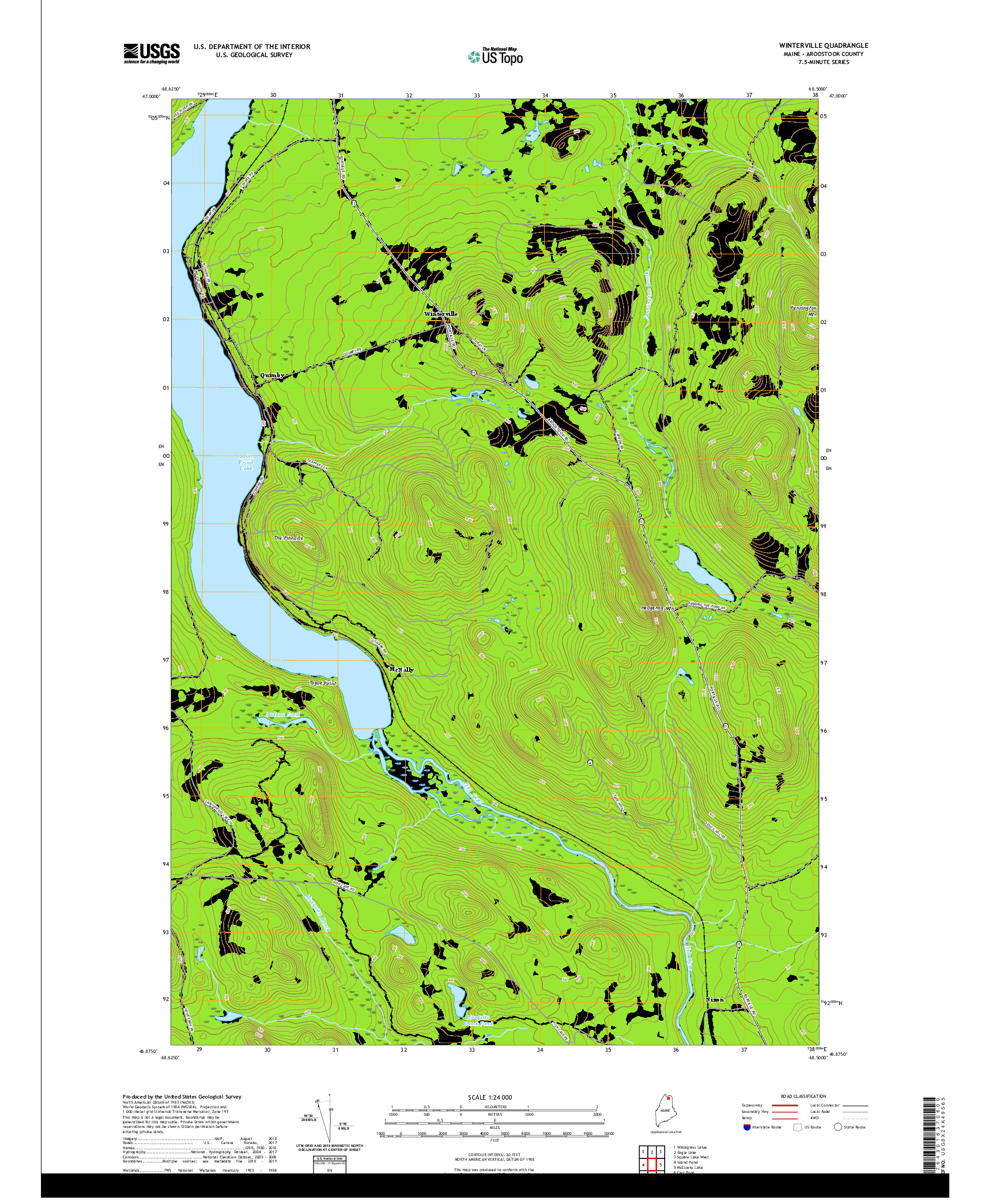 USGS US TOPO 7.5-MINUTE MAP FOR WINTERVILLE, ME 2021