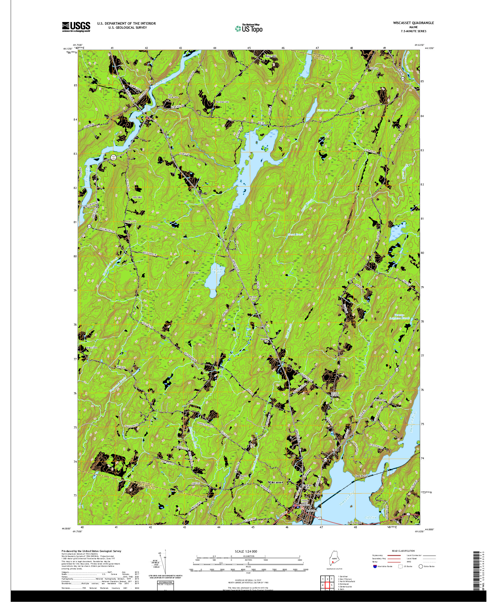 USGS US TOPO 7.5-MINUTE MAP FOR WISCASSET, ME 2021