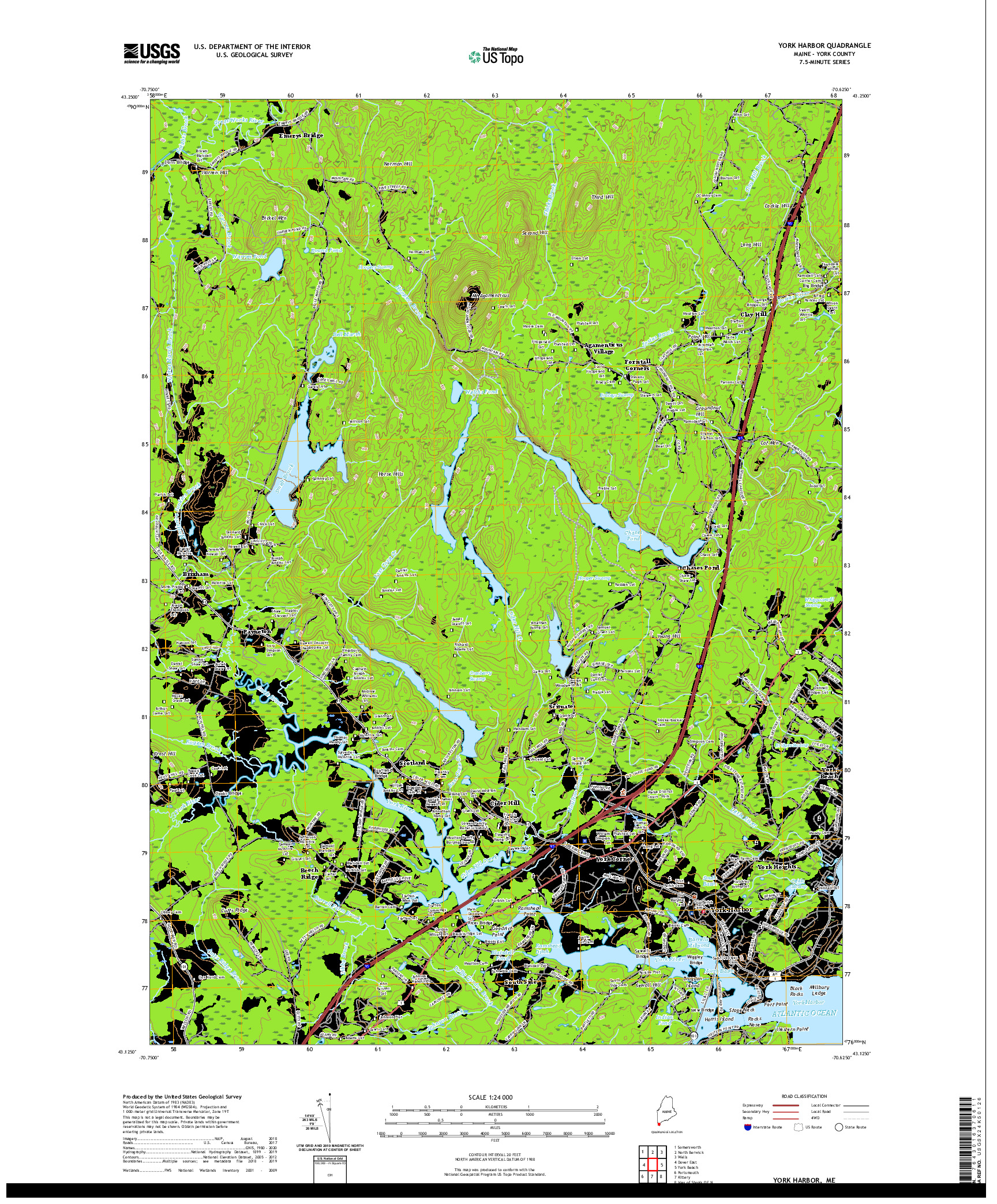 USGS US TOPO 7.5-MINUTE MAP FOR YORK HARBOR, ME 2021