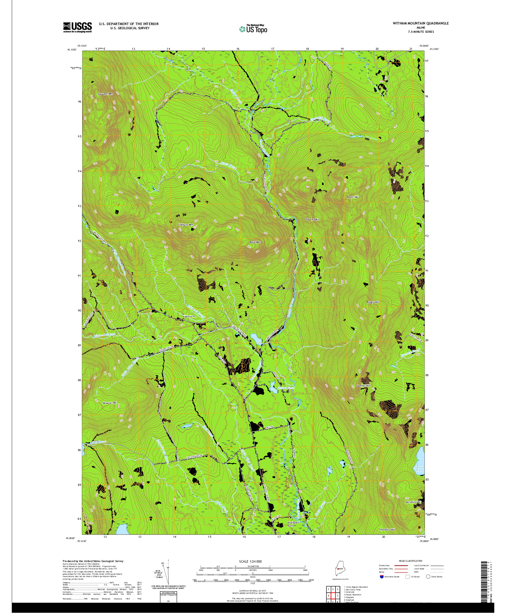USGS US TOPO 7.5-MINUTE MAP FOR WITHAM MOUNTAIN, ME 2021