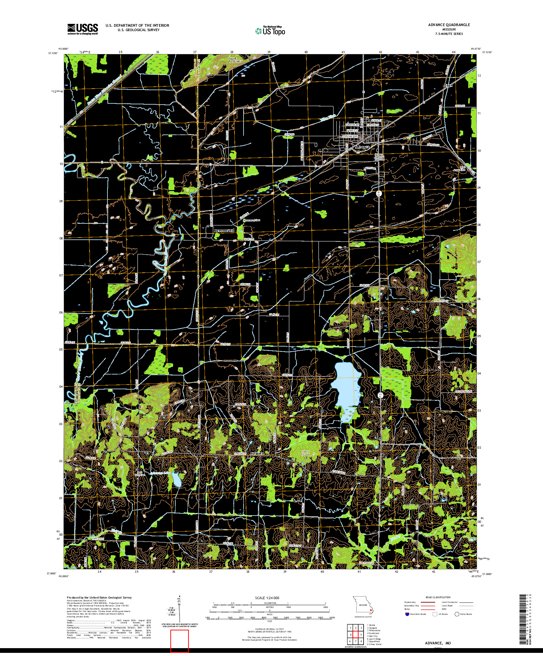 USGS US TOPO 7.5-MINUTE MAP FOR ADVANCE, MO 2021