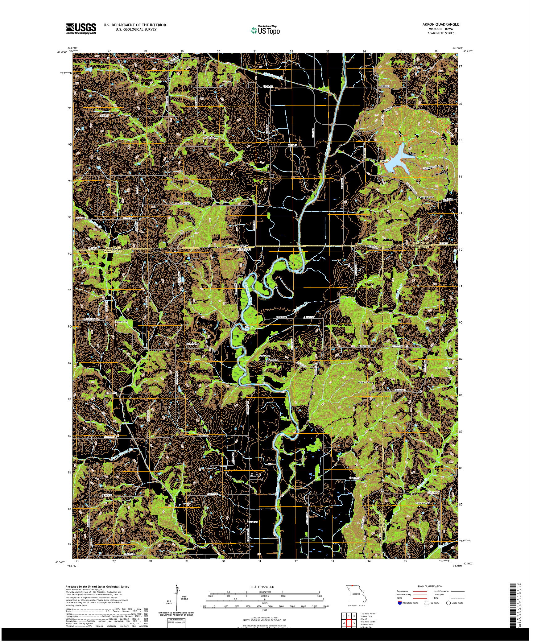 USGS US TOPO 7.5-MINUTE MAP FOR AKRON, MO,IA 2021