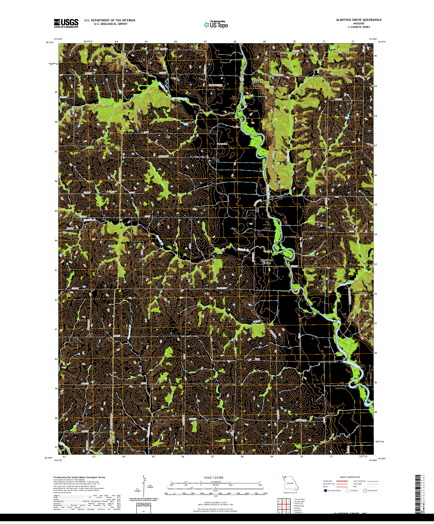 USGS US TOPO 7.5-MINUTE MAP FOR ALANTHUS GROVE, MO 2021