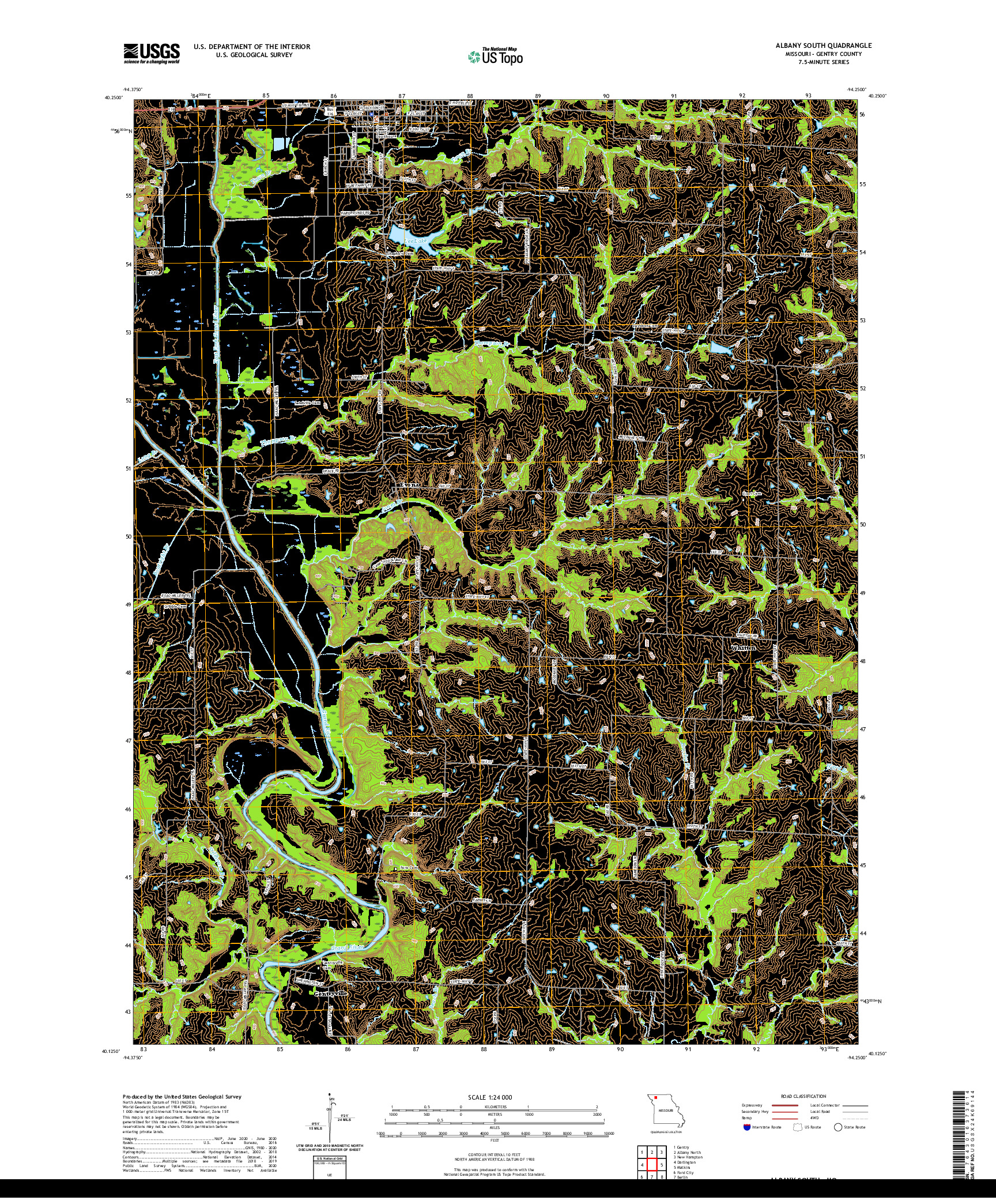 USGS US TOPO 7.5-MINUTE MAP FOR ALBANY SOUTH, MO 2021