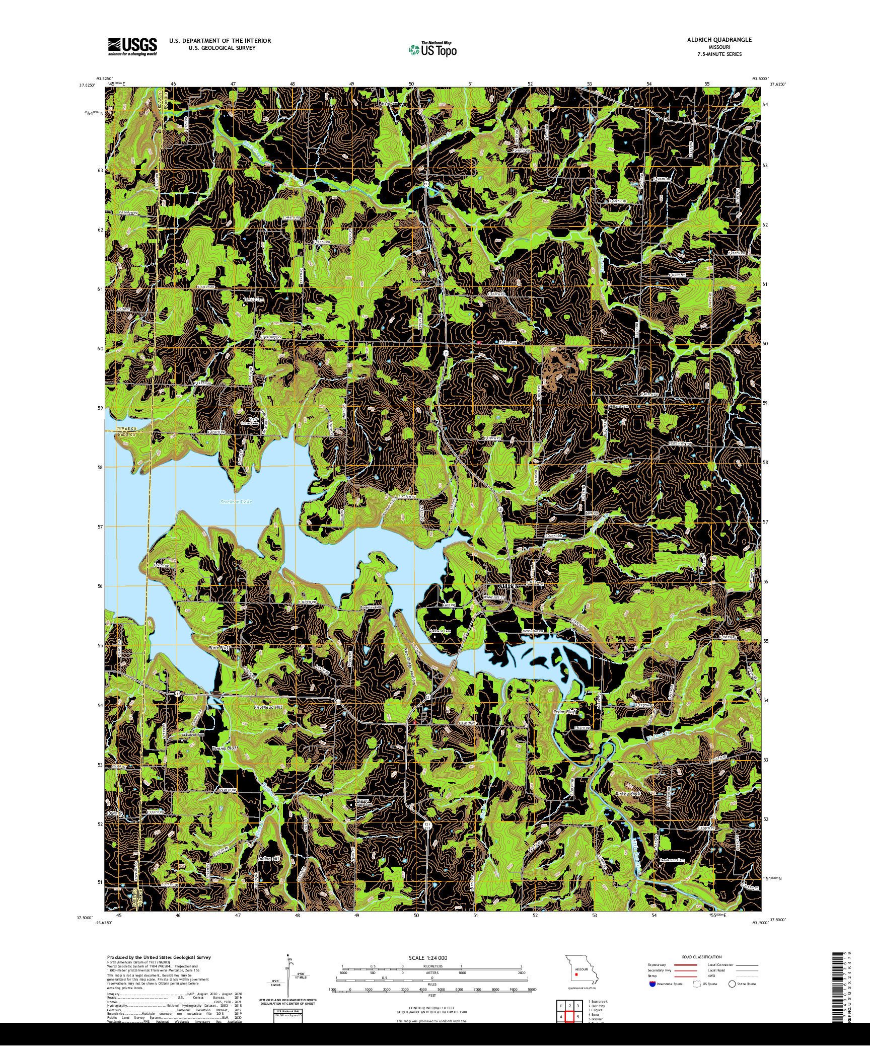 USGS US TOPO 7.5-MINUTE MAP FOR ALDRICH, MO 2021
