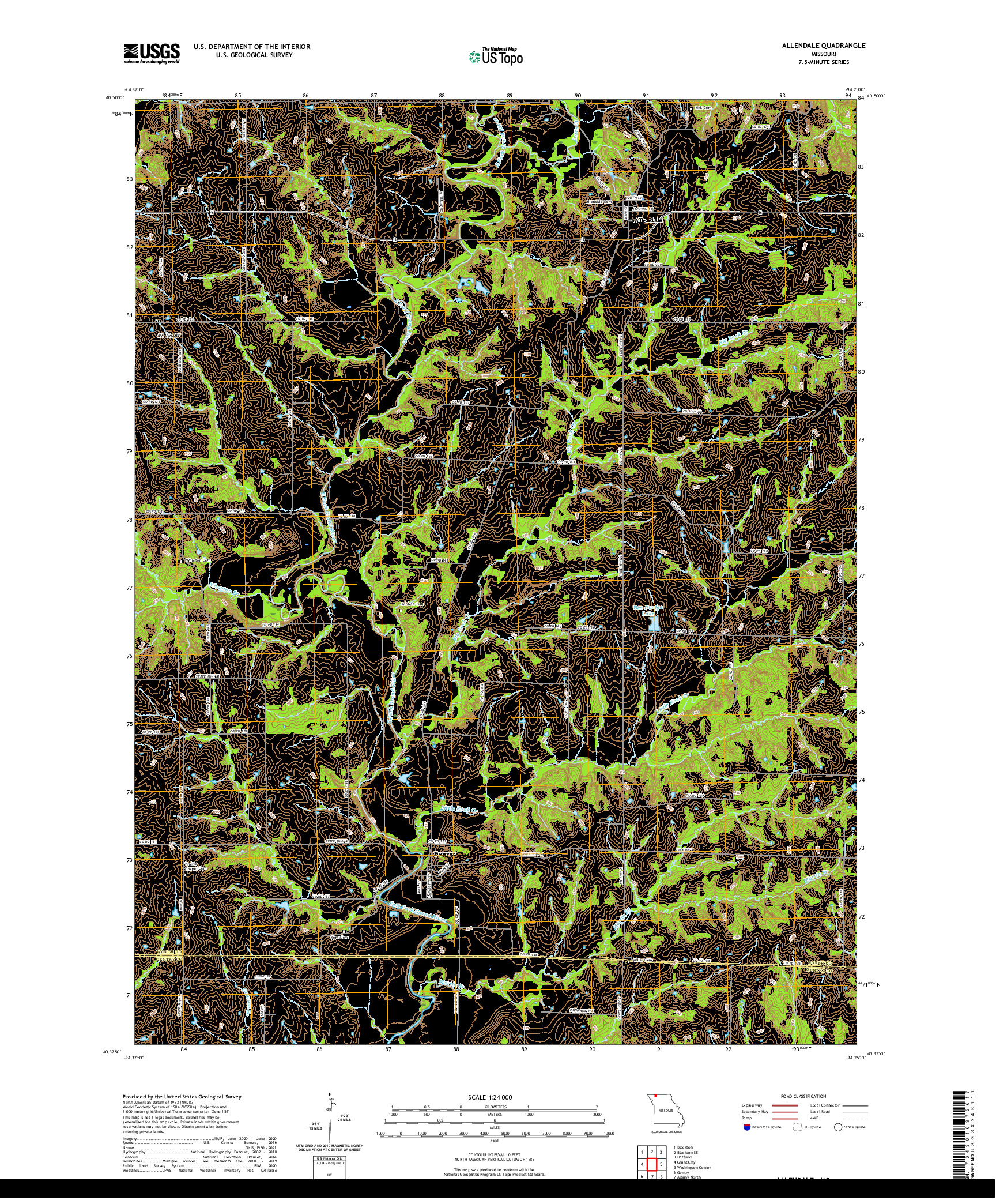 USGS US TOPO 7.5-MINUTE MAP FOR ALLENDALE, MO 2021