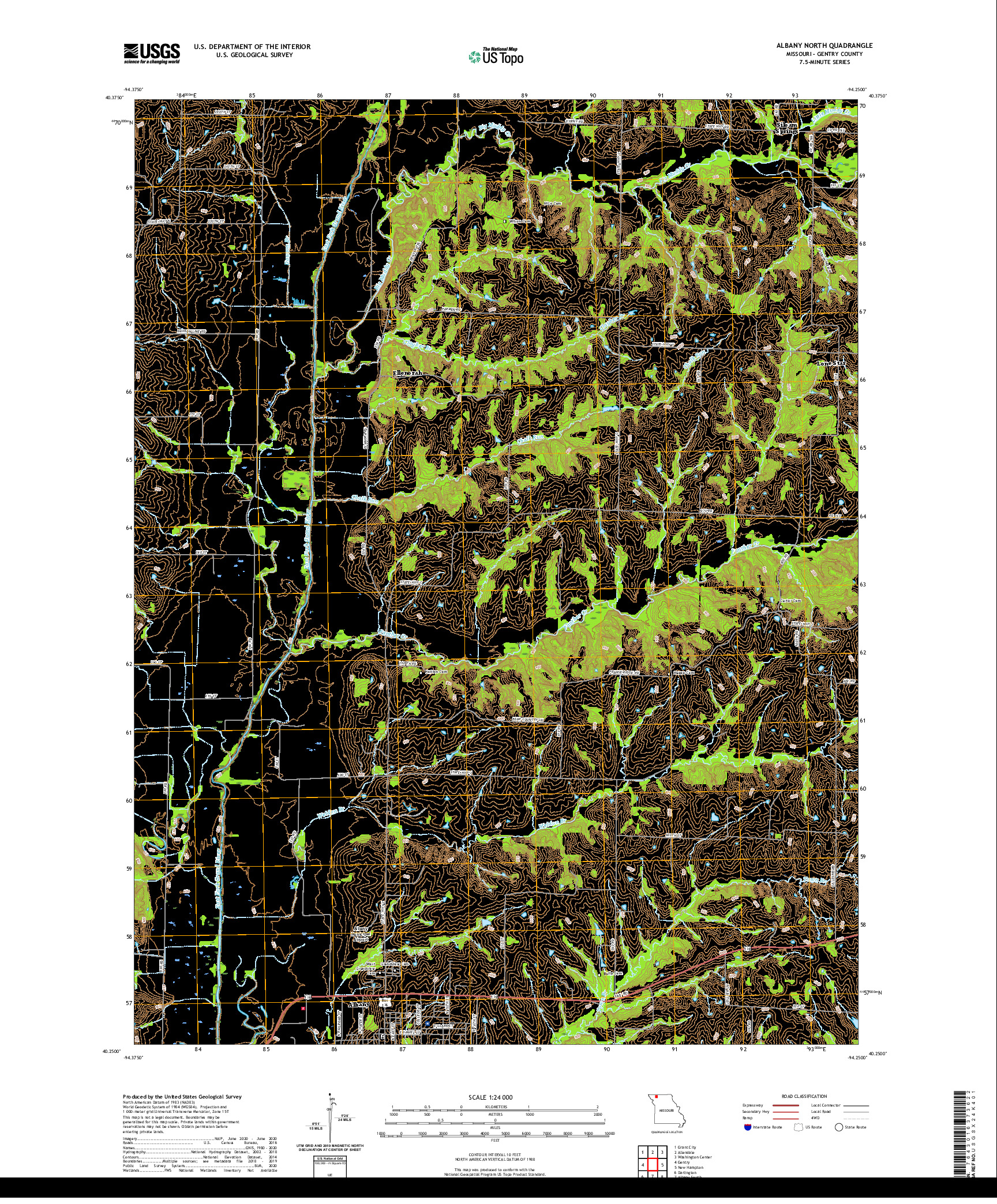 USGS US TOPO 7.5-MINUTE MAP FOR ALBANY NORTH, MO 2021