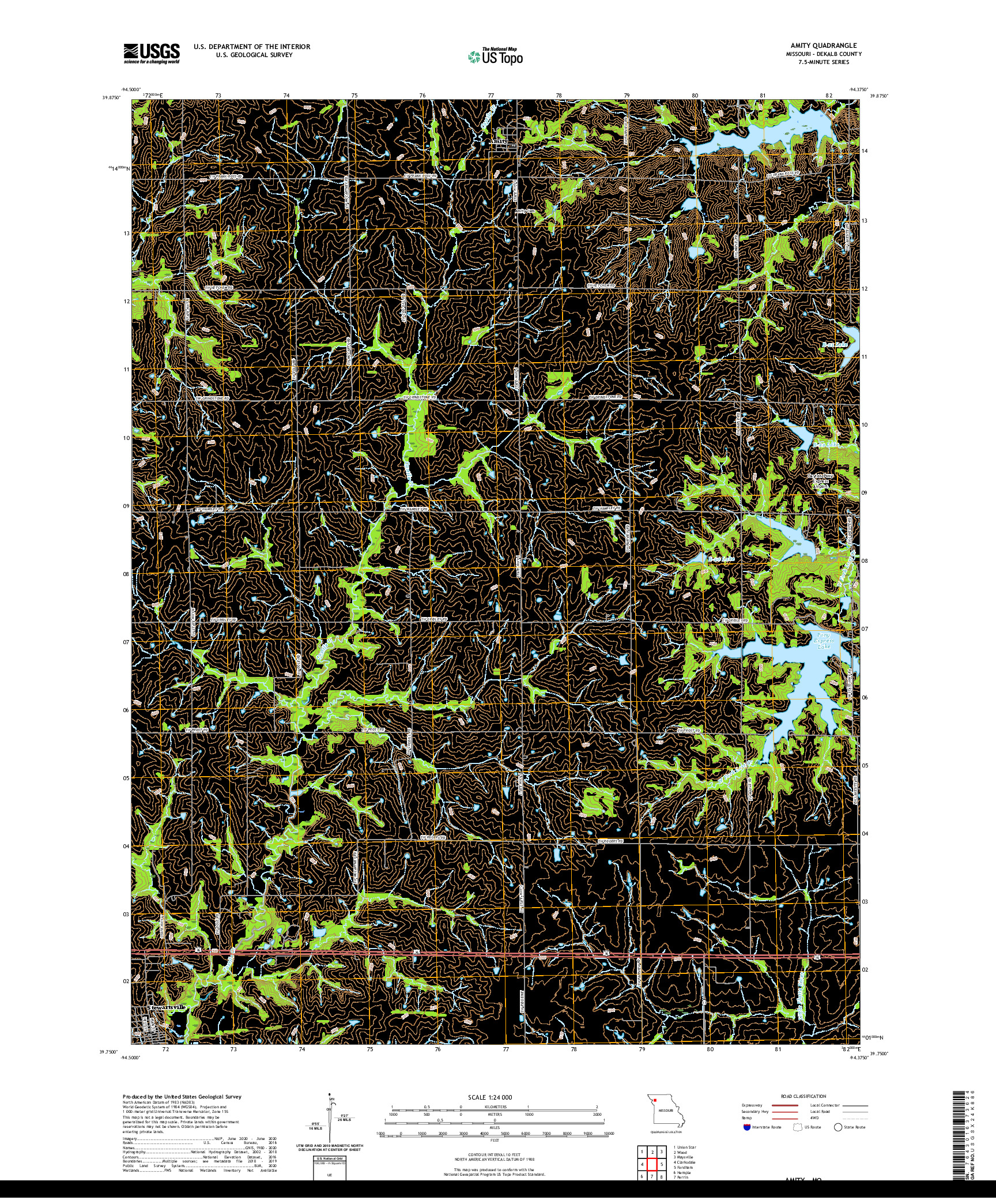 USGS US TOPO 7.5-MINUTE MAP FOR AMITY, MO 2021