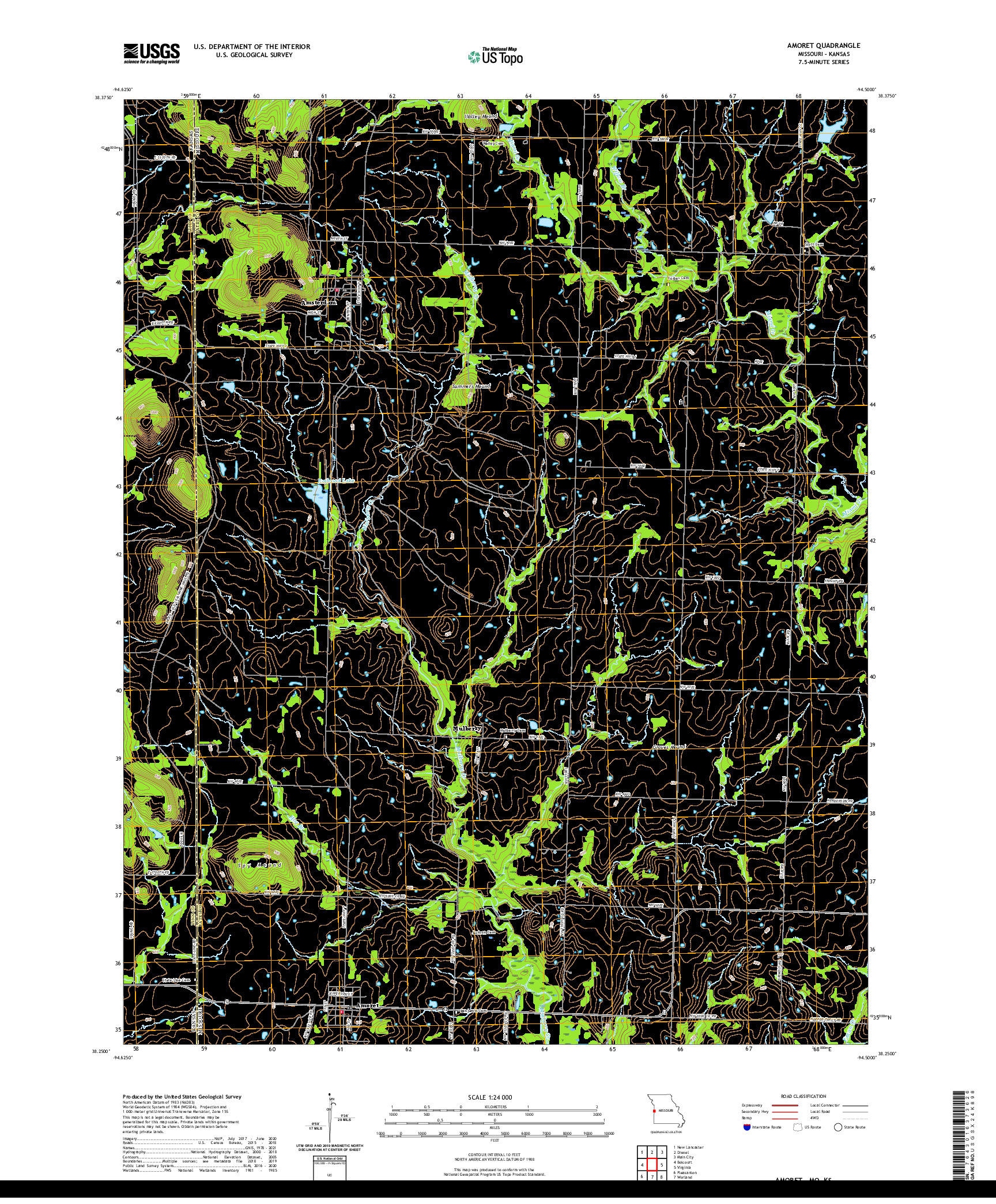 USGS US TOPO 7.5-MINUTE MAP FOR AMORET, MO,KS 2021