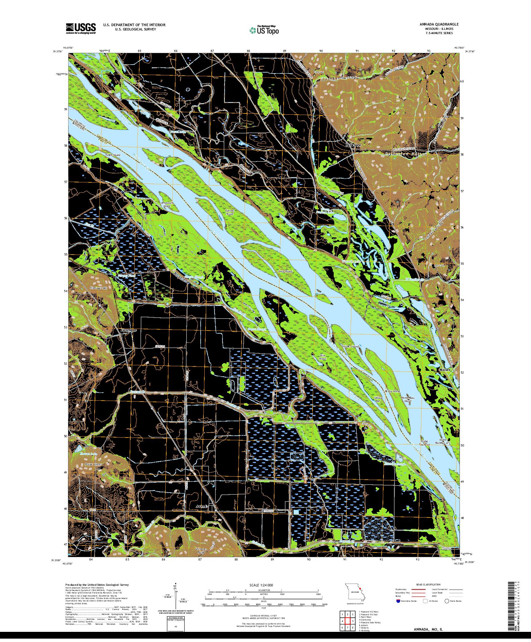 USGS US TOPO 7.5-MINUTE MAP FOR ANNADA, MO,IL 2021
