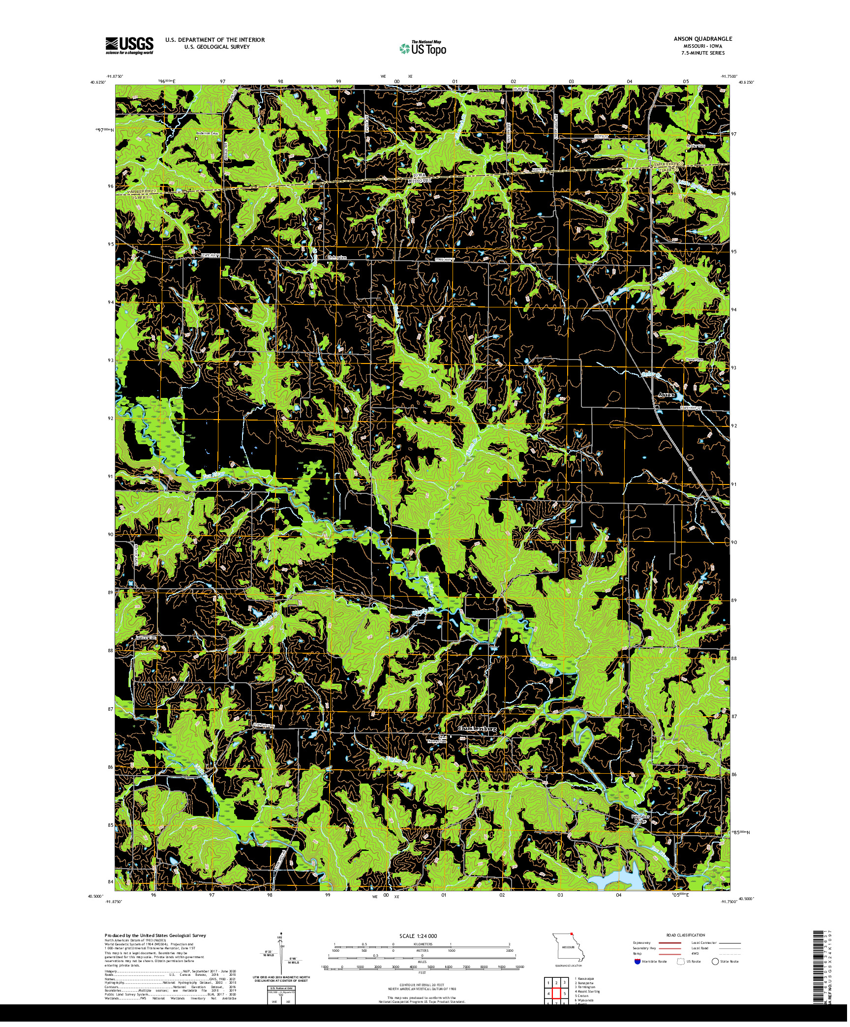 USGS US TOPO 7.5-MINUTE MAP FOR ANSON, MO,IA 2021