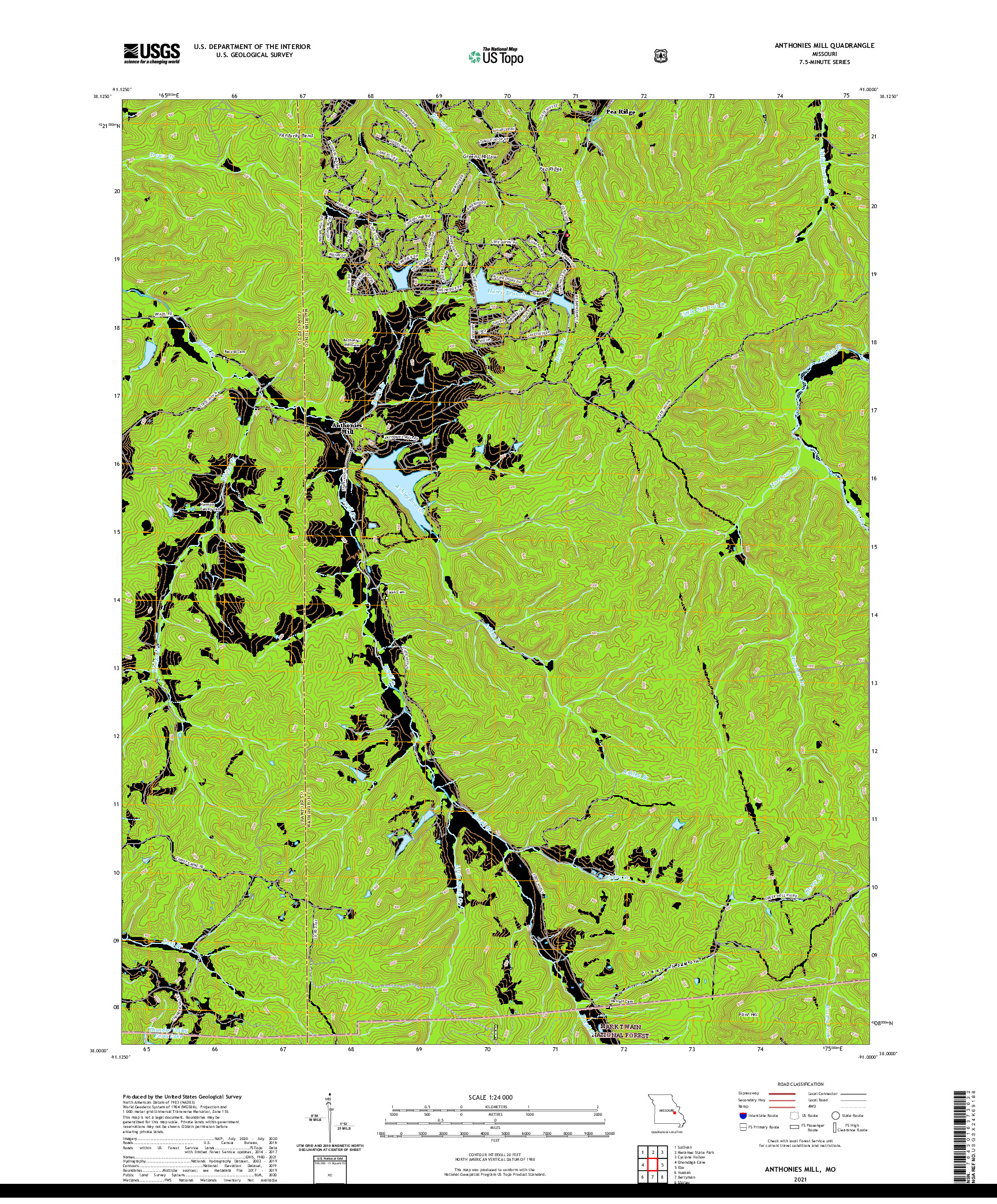 USGS US TOPO 7.5-MINUTE MAP FOR ANTHONIES MILL, MO 2021