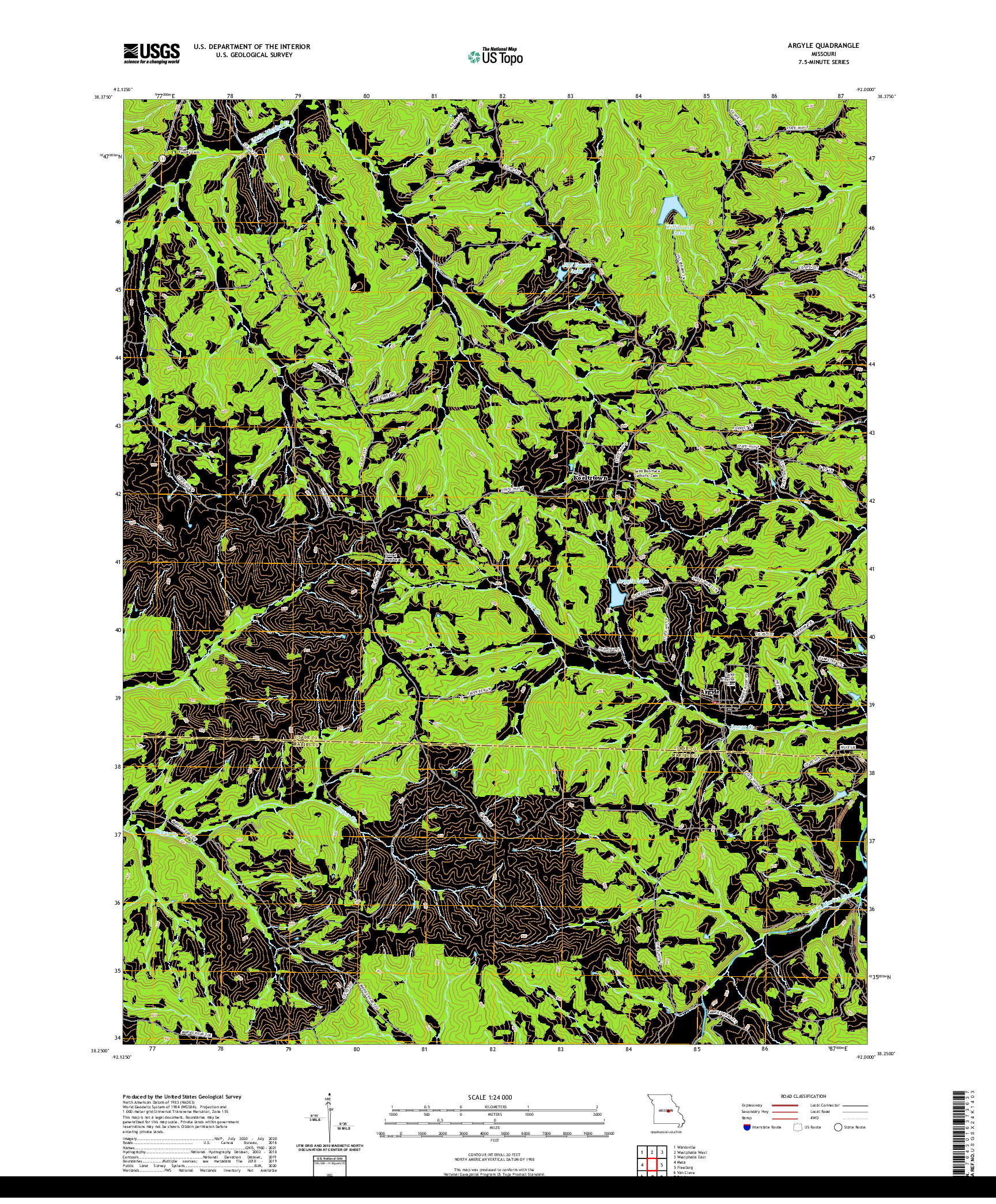 USGS US TOPO 7.5-MINUTE MAP FOR ARGYLE, MO 2021