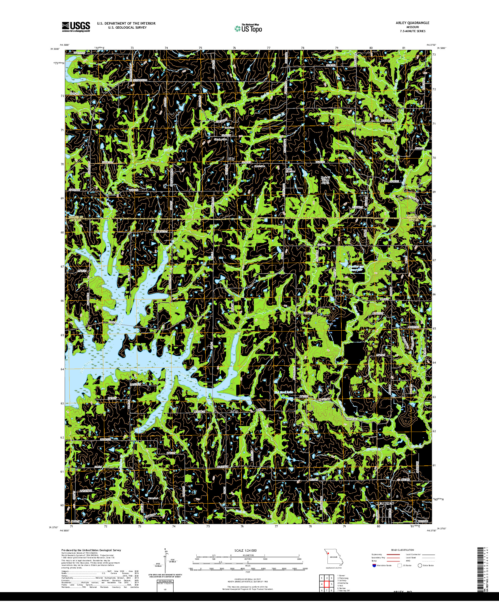 USGS US TOPO 7.5-MINUTE MAP FOR ARLEY, MO 2021