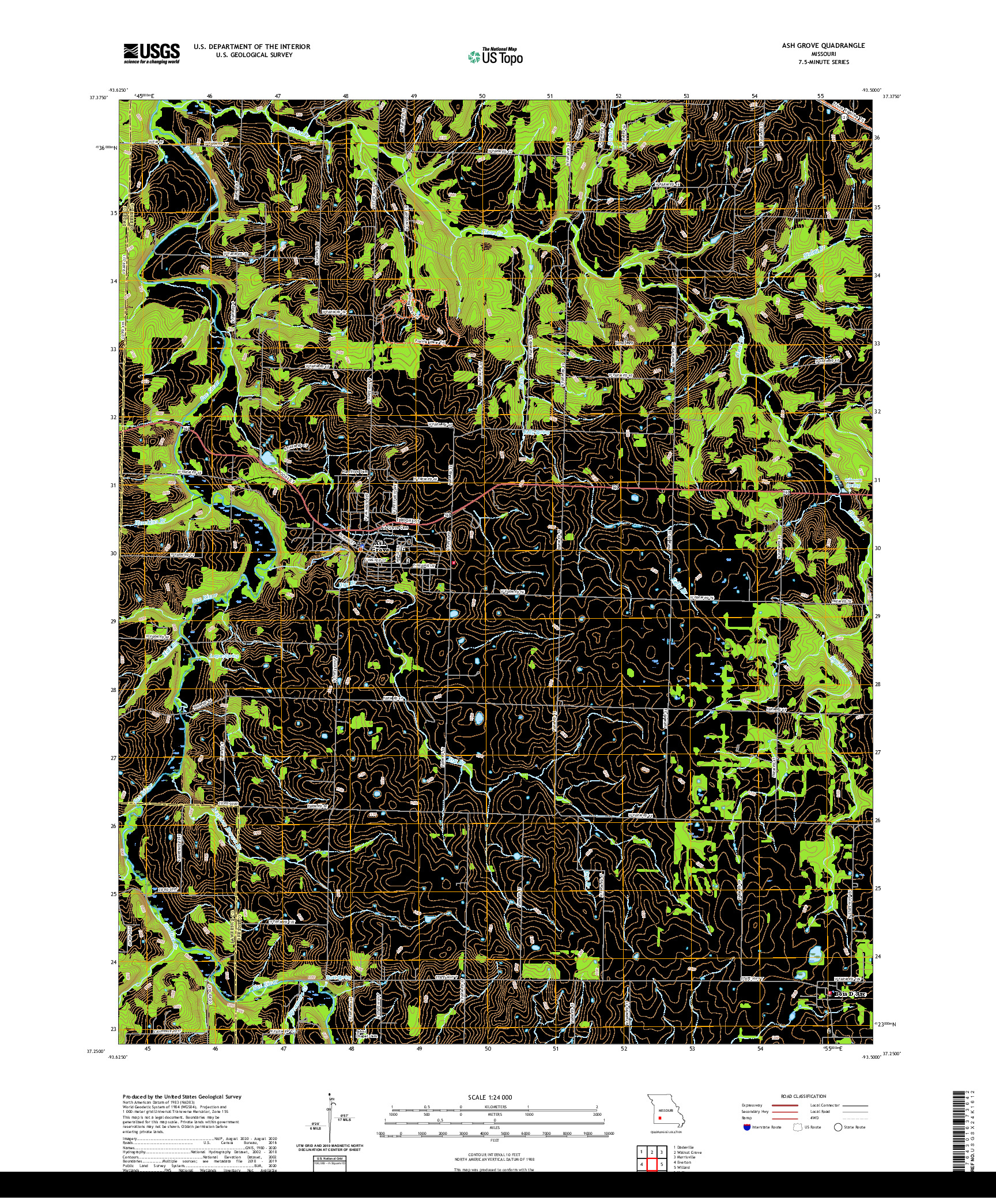 USGS US TOPO 7.5-MINUTE MAP FOR ASH GROVE, MO 2021