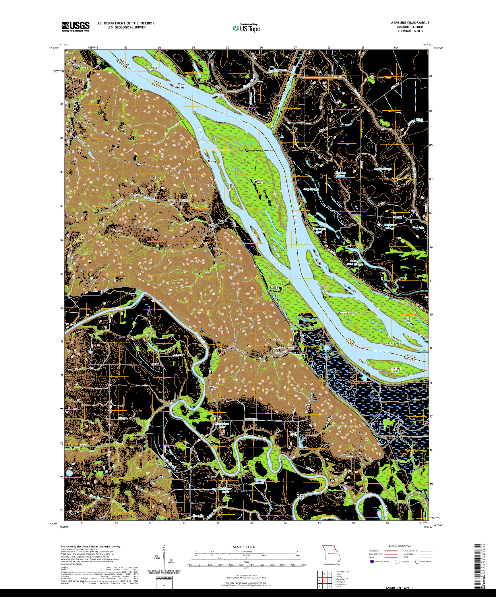 USGS US TOPO 7.5-MINUTE MAP FOR ASHBURN, MO,IL 2021