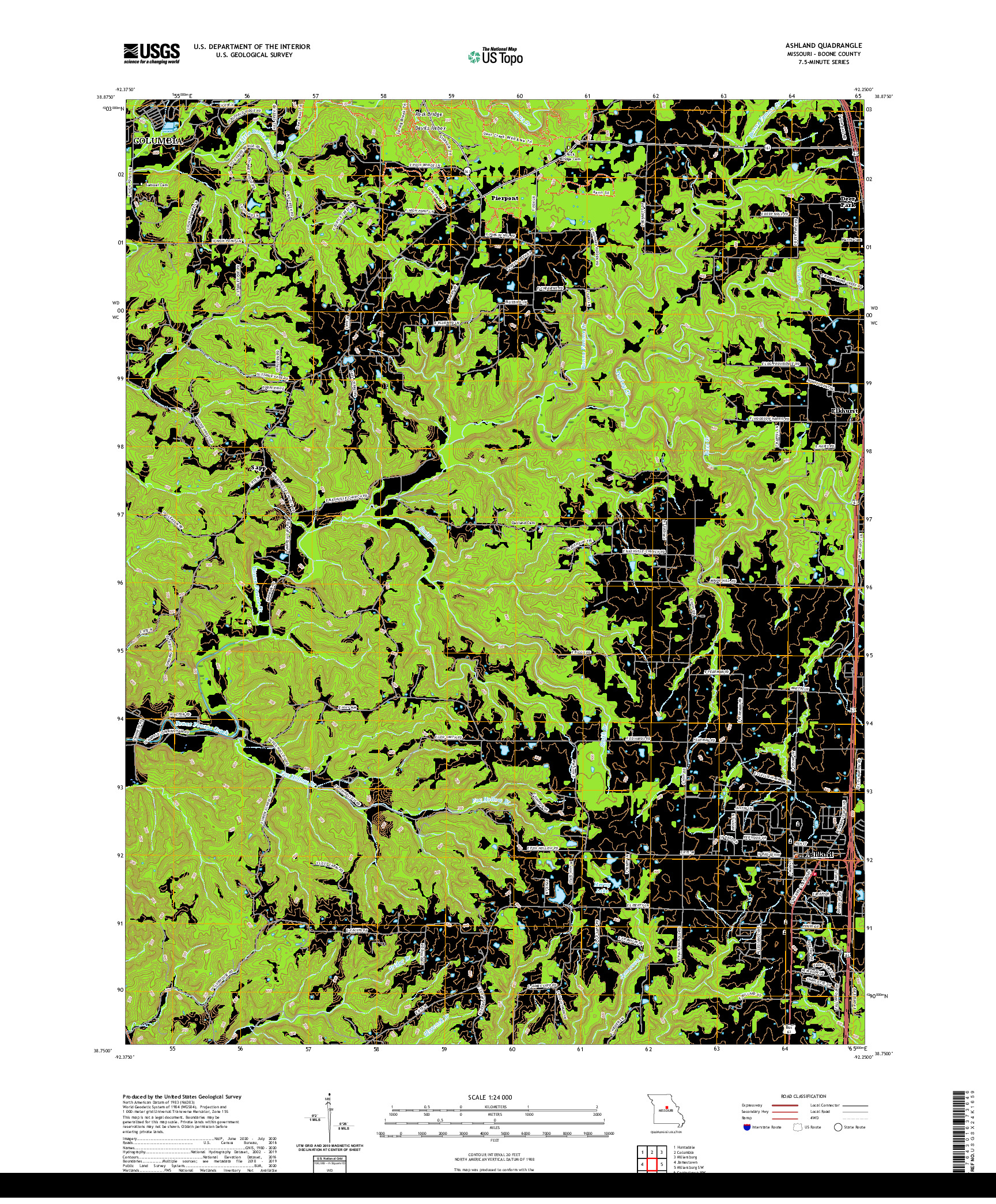 USGS US TOPO 7.5-MINUTE MAP FOR ASHLAND, MO 2021