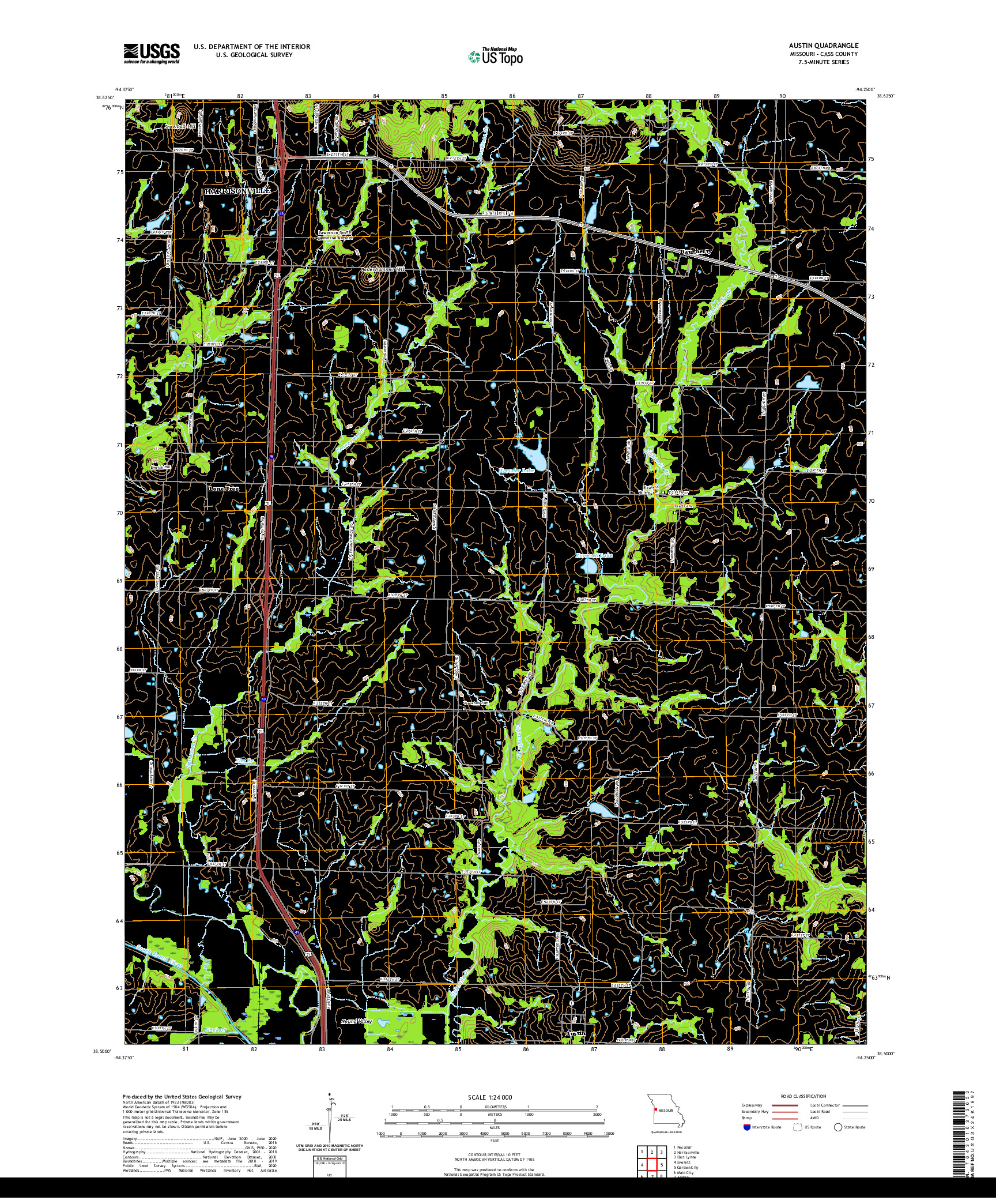 USGS US TOPO 7.5-MINUTE MAP FOR AUSTIN, MO 2021