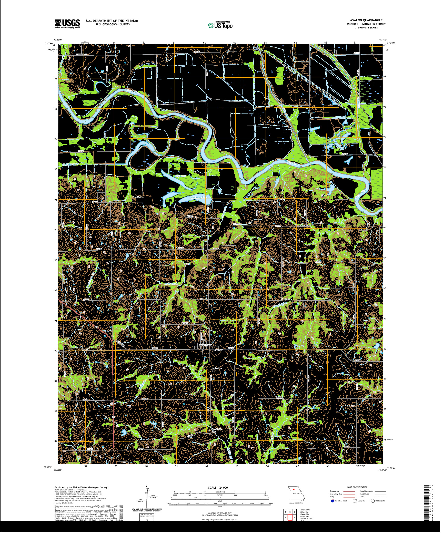 USGS US TOPO 7.5-MINUTE MAP FOR AVALON, MO 2021