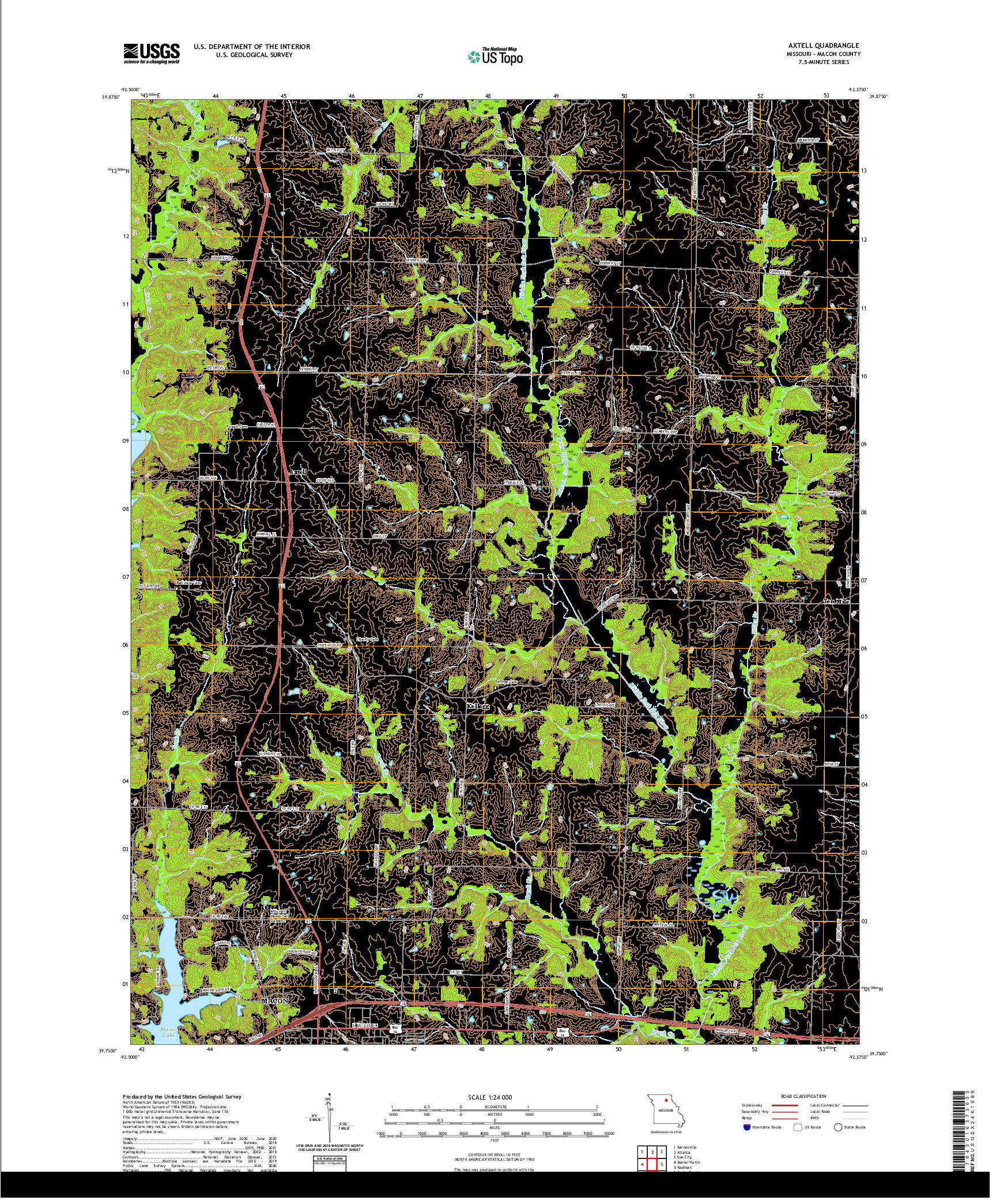 USGS US TOPO 7.5-MINUTE MAP FOR AXTELL, MO 2021